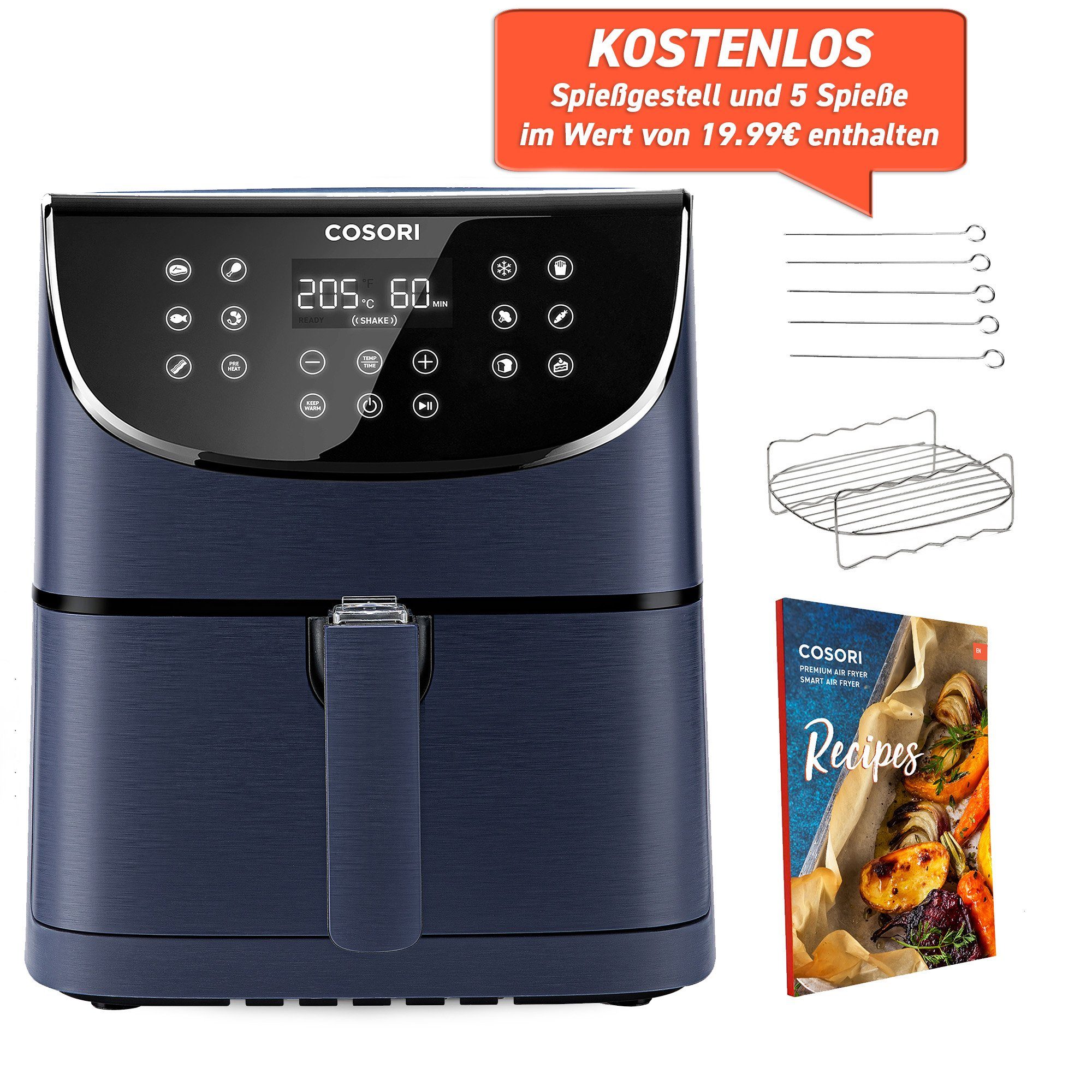 Cosori Heißluftfritteuse - Premium 5.5L XXL Heißluftfritteusen-Set, 1700 W