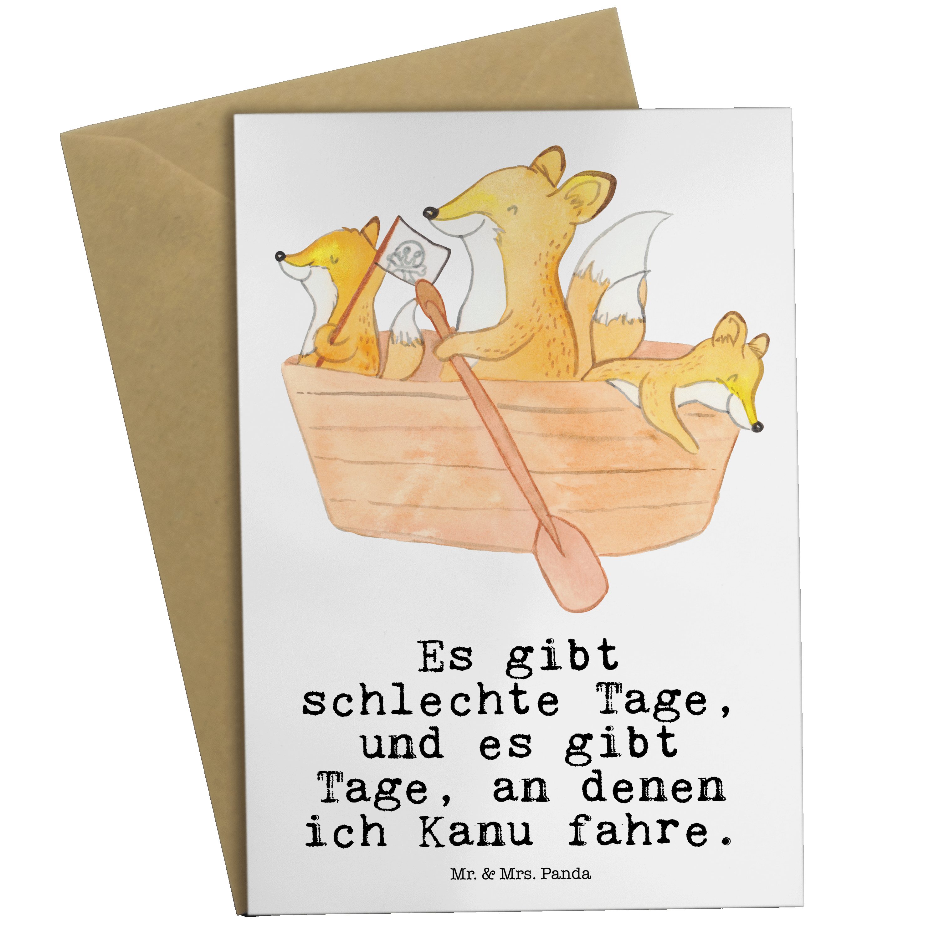 Glückwu & Panda Kanu Bär Geschenk, Grußkarte - Kanufahren Weiß Mrs. fahren, - Tage Schenken, Mr.