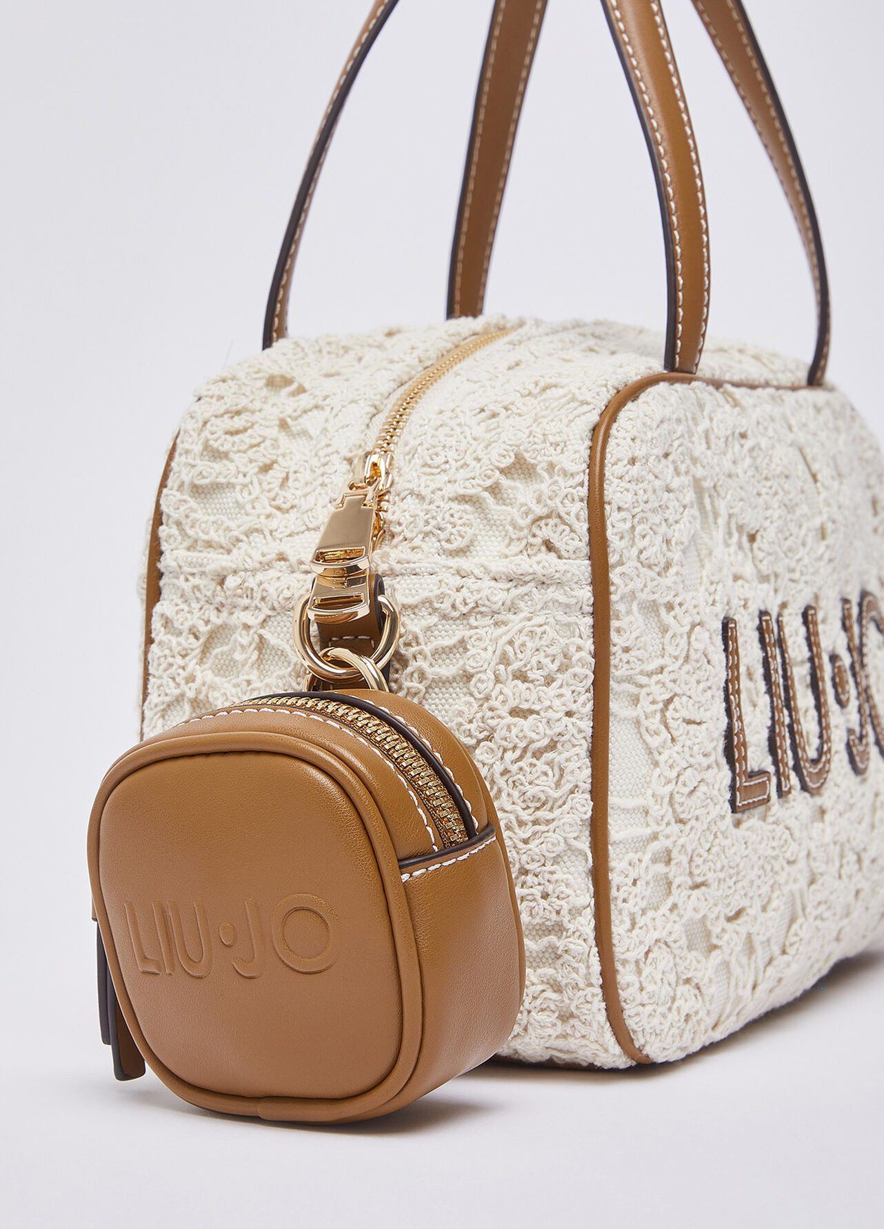 Liu Jo Schultertasche - Mittelgroße Bowling Bag aus Spitze - Tasche Damen - Handtasche - Umh