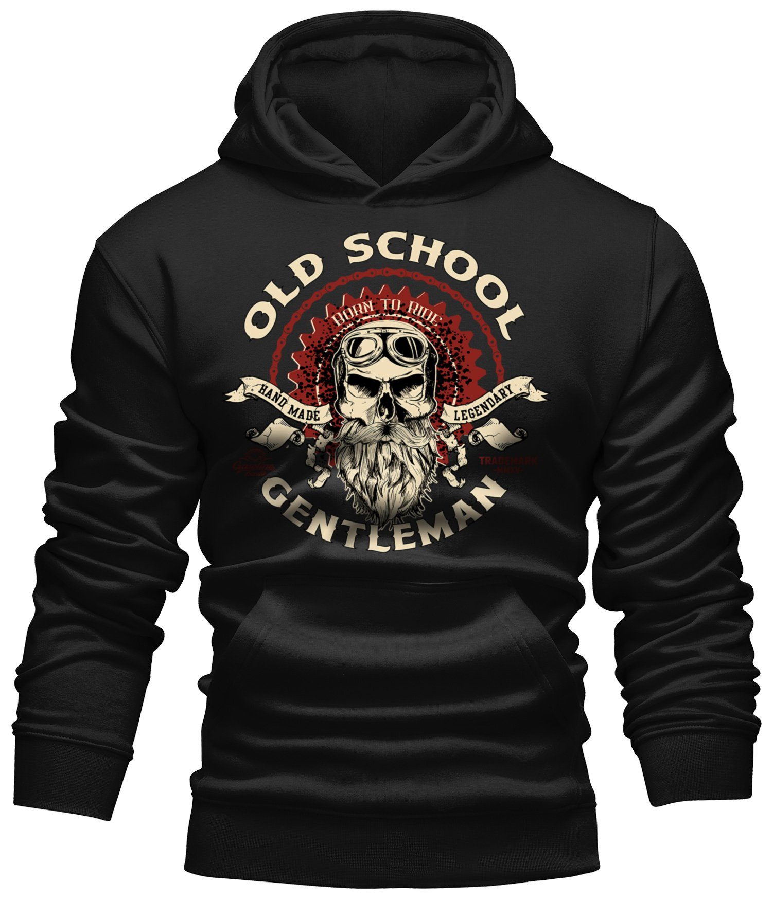 GASOLINE BANDIT® Kapuzensweatshirt Biker Racer Motorrad Kapuzen-Hoodie - Old School Gentleman Print