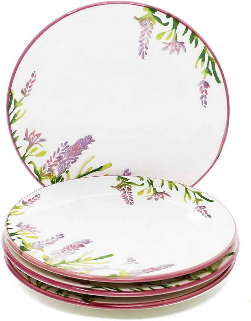 Lashuma Teller Lavendel, (4 St), Speiseteller Set Ø 19 cm, Dessertteller rund Keramik