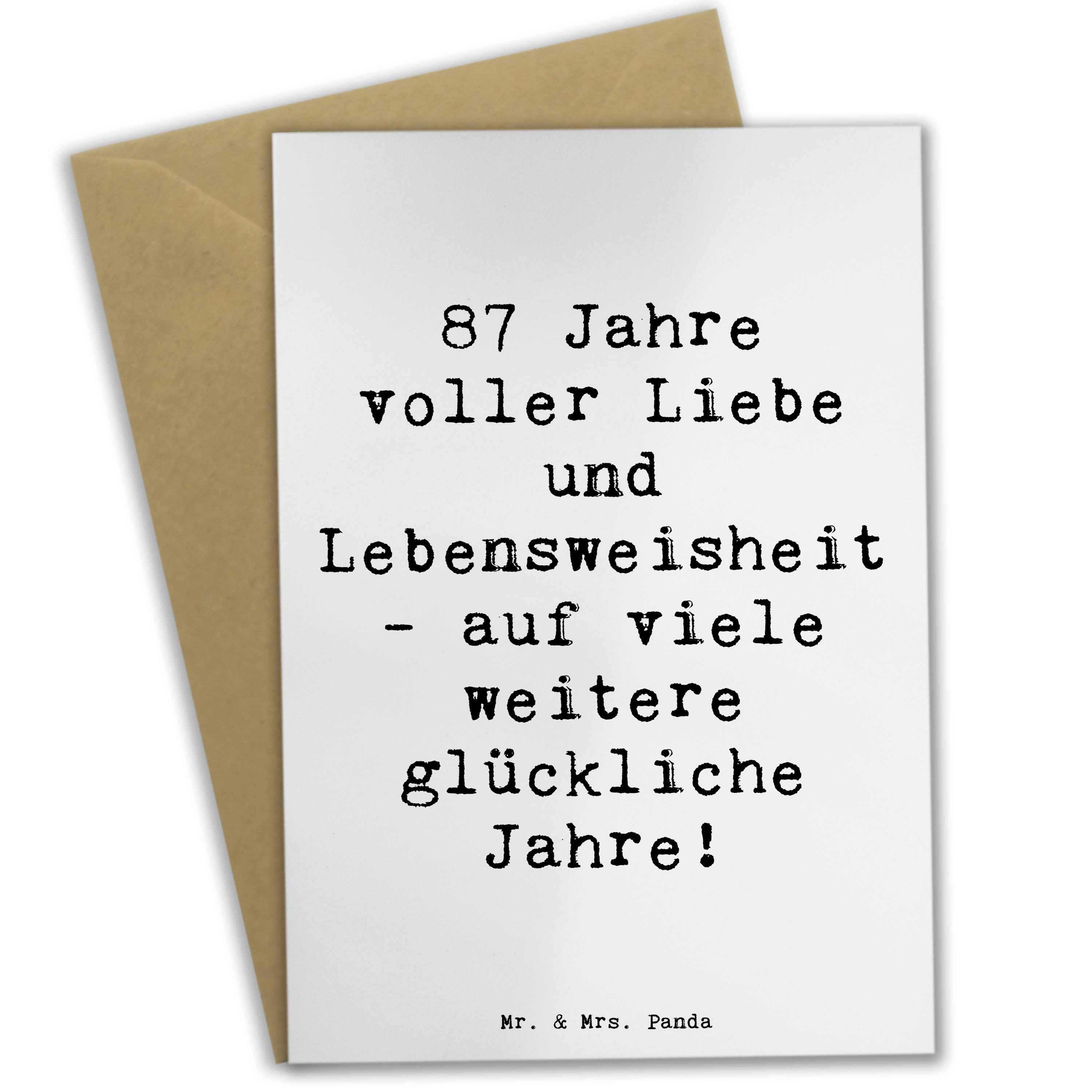 Grußkarte Spruch 87. Geburtstag Liebe - Weiß - Geschenk, Liebe und Lebensweishe