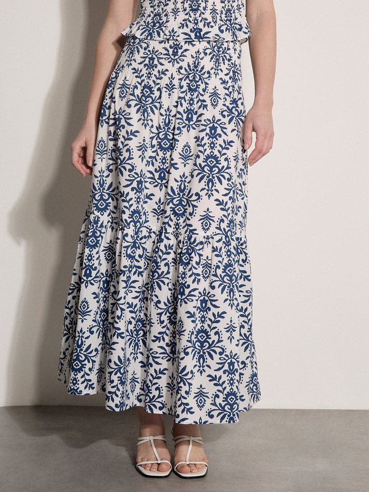 Apricot Maxirock Maxirock mit Ikat-Print und Stufen