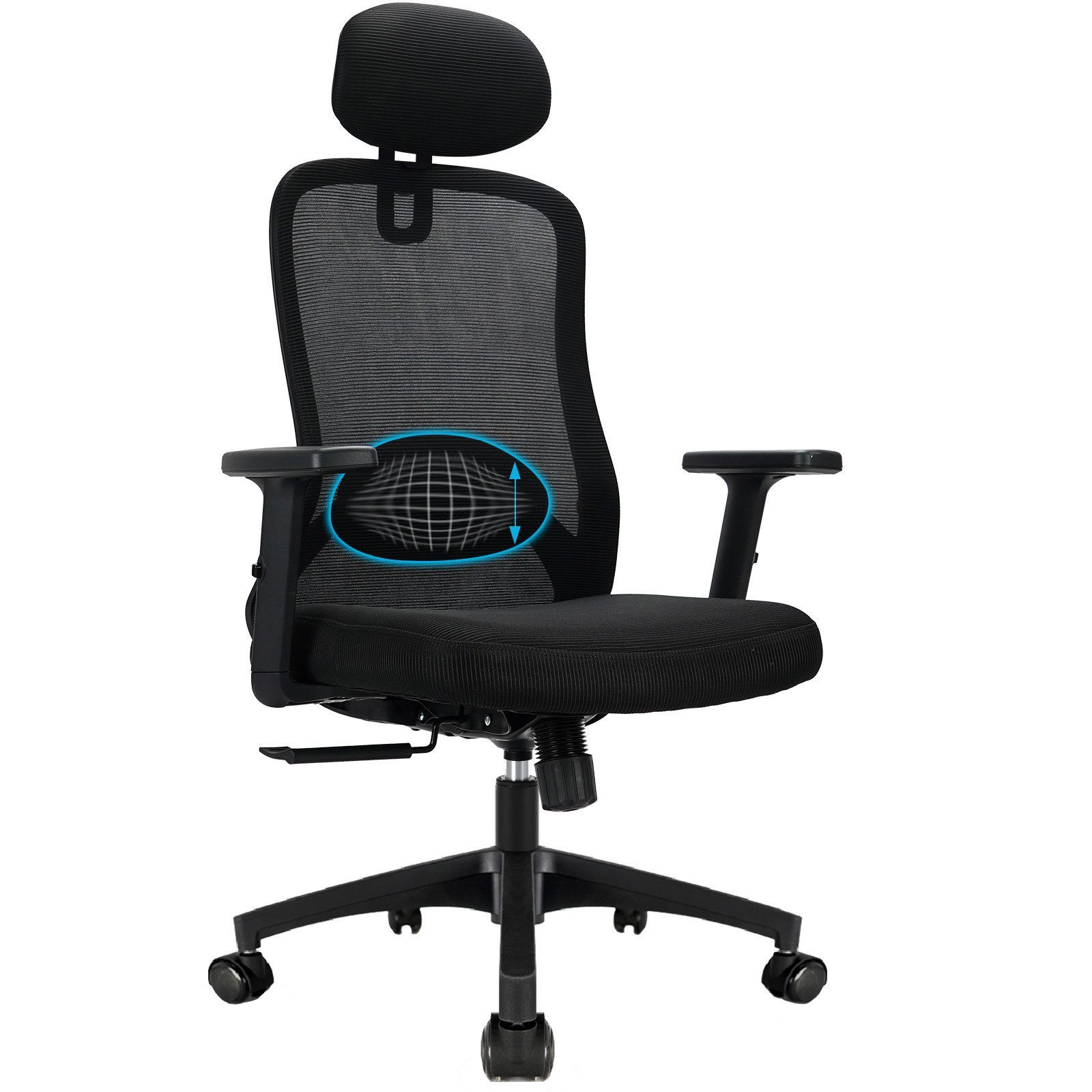 Bürostuhl Ergonomischer,Chefsessel mit 4D-Schaumstoff-Lendenwirbelstütze