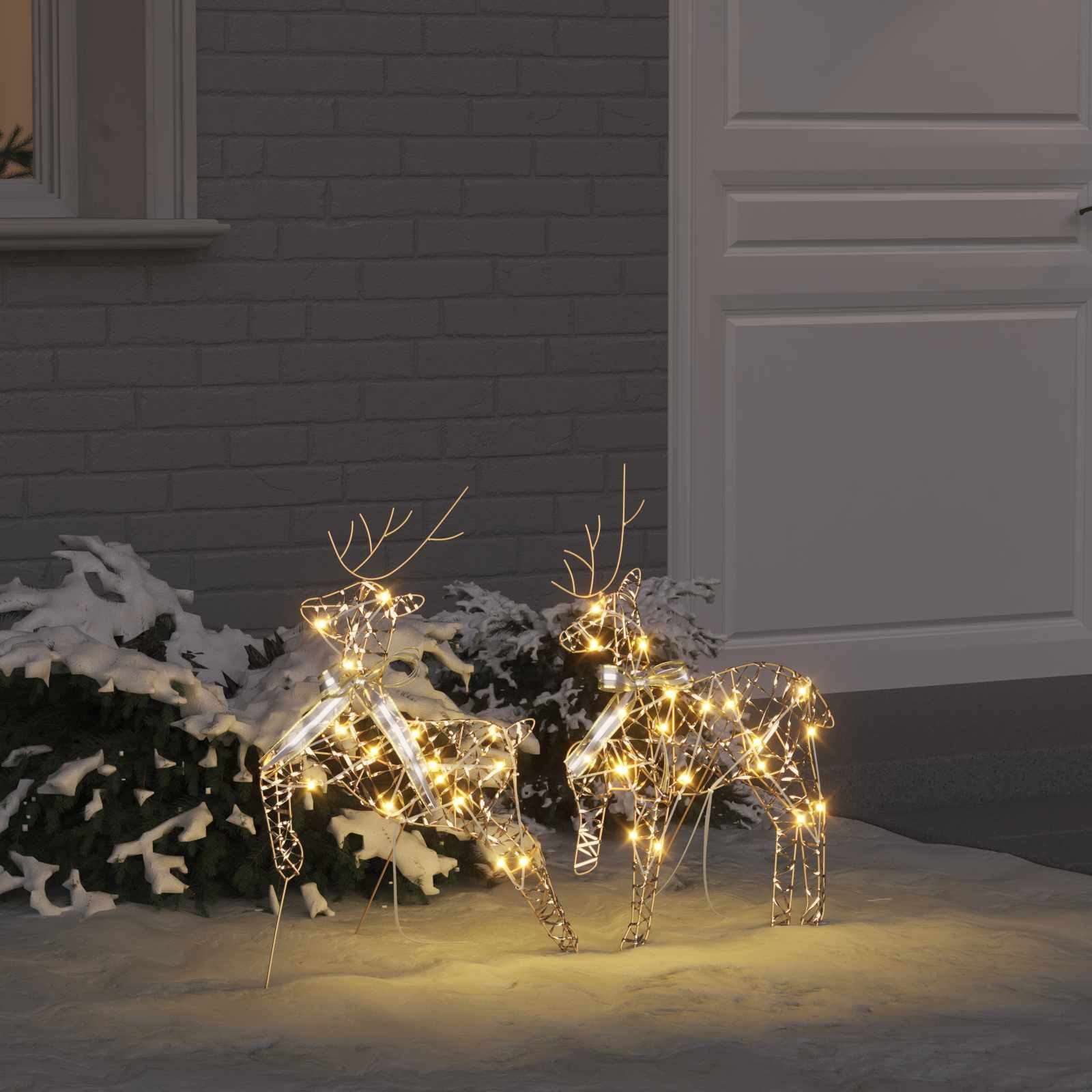 vidaXL Christbaumschmuck LED Rentiere mit 40 LEDs 2 pcs Warmes Weiß PET (2-tlg)