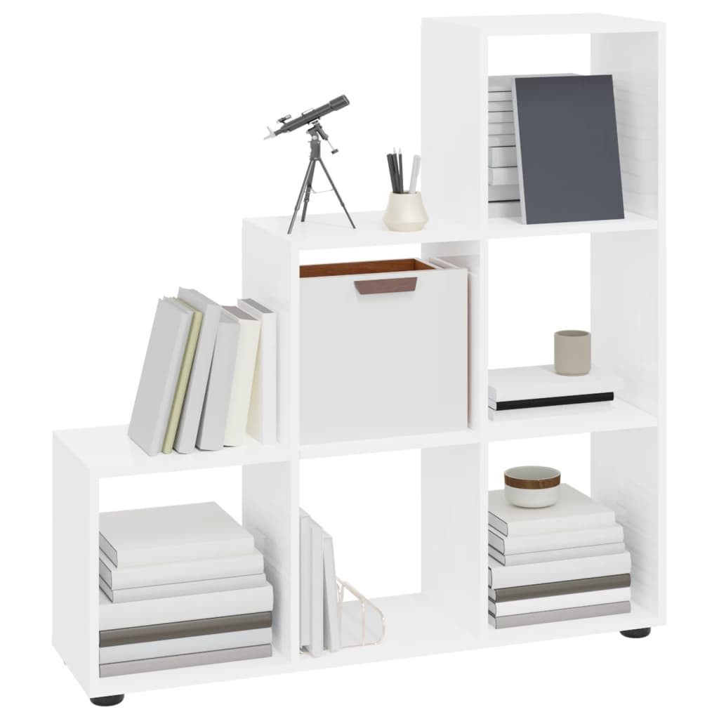 vidaXL Bücherregal Treppenregal Hochglanz-Weiß 107 cm günstig online kaufen