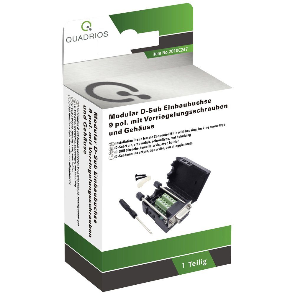 Quadrios 2010C247 D-SUB Buchse Polzahl: 9 Schrauben 1 Set Elektro-Kabel