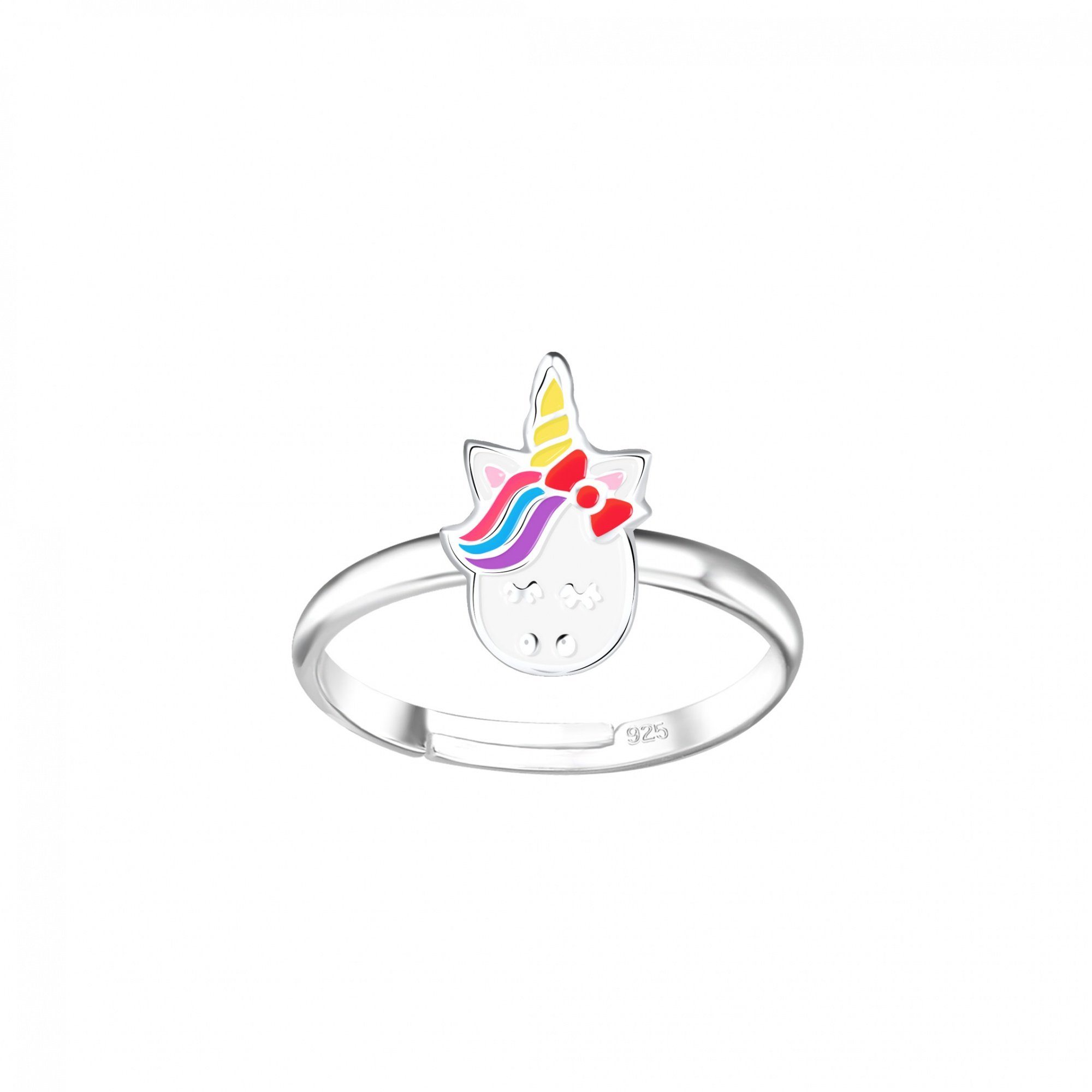 ALEXANDER YORK Silberring EINHORN HERZ Rainbow, 925 Sterling Silber
