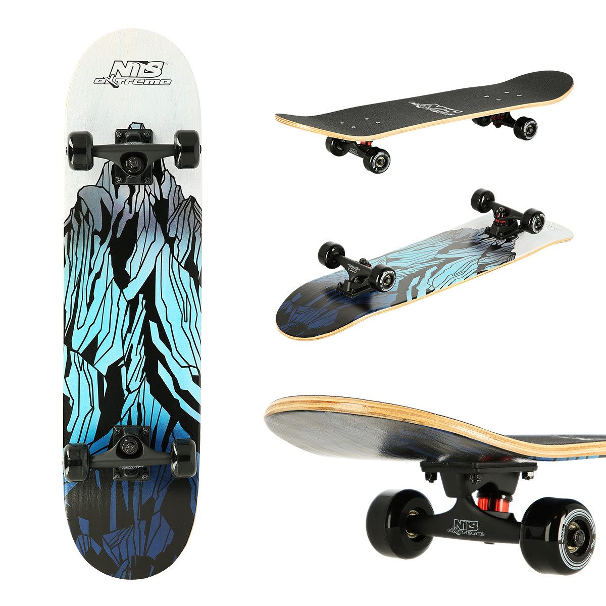 NILS EXTREME Skateboard Mountain Wood Board Cityboard, 9 Schichten, leichtes Produktgewicht