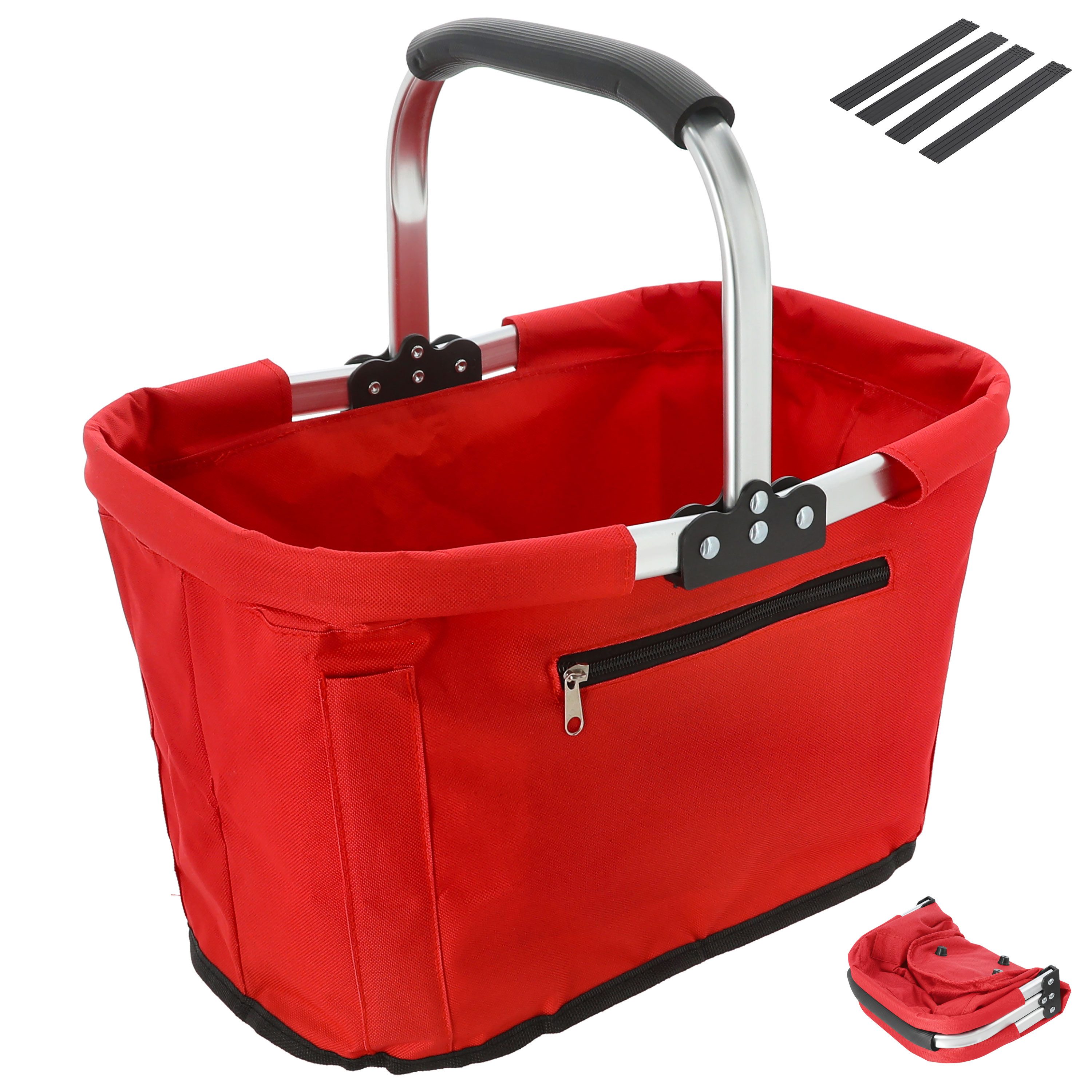 CEPEWA Einkaufskorb Einkaufskorb faltbar rot Alu Polyester 600D 42x40x28cm verstärkt Griff