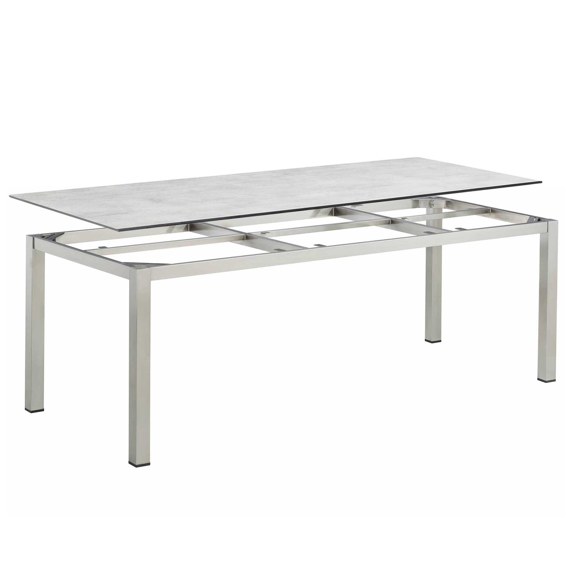 KETTLER Gartentisch Kettler Cubic Edelstahl Gartentisch 220x95cm mit HPL Tischplatte grau