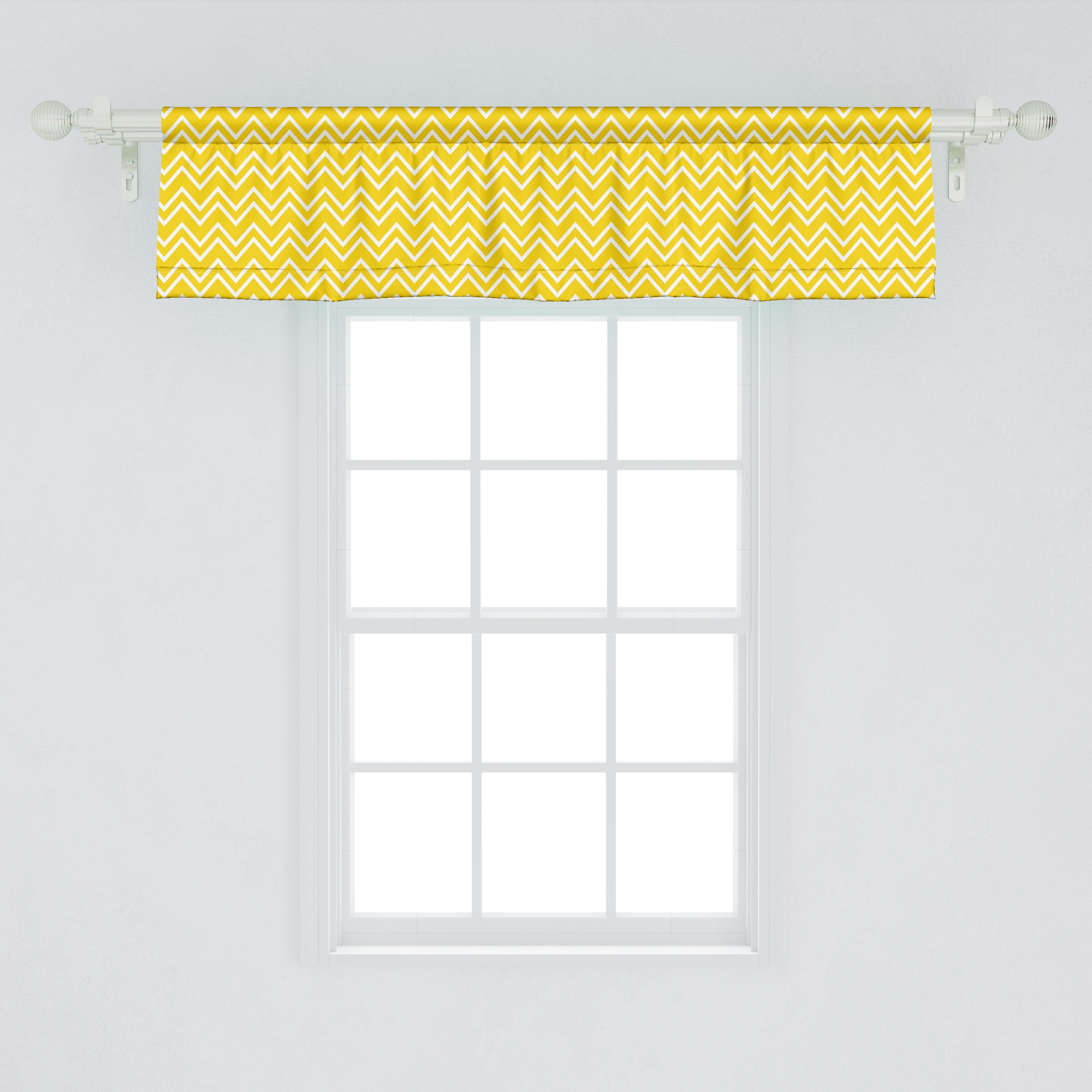 Scheibengardine Vorhang Volant für Microfaser, Küche Chevron Dekor Schlafzimmer Chevron-Muster-Gelb mit Stangentasche, Abakuhaus