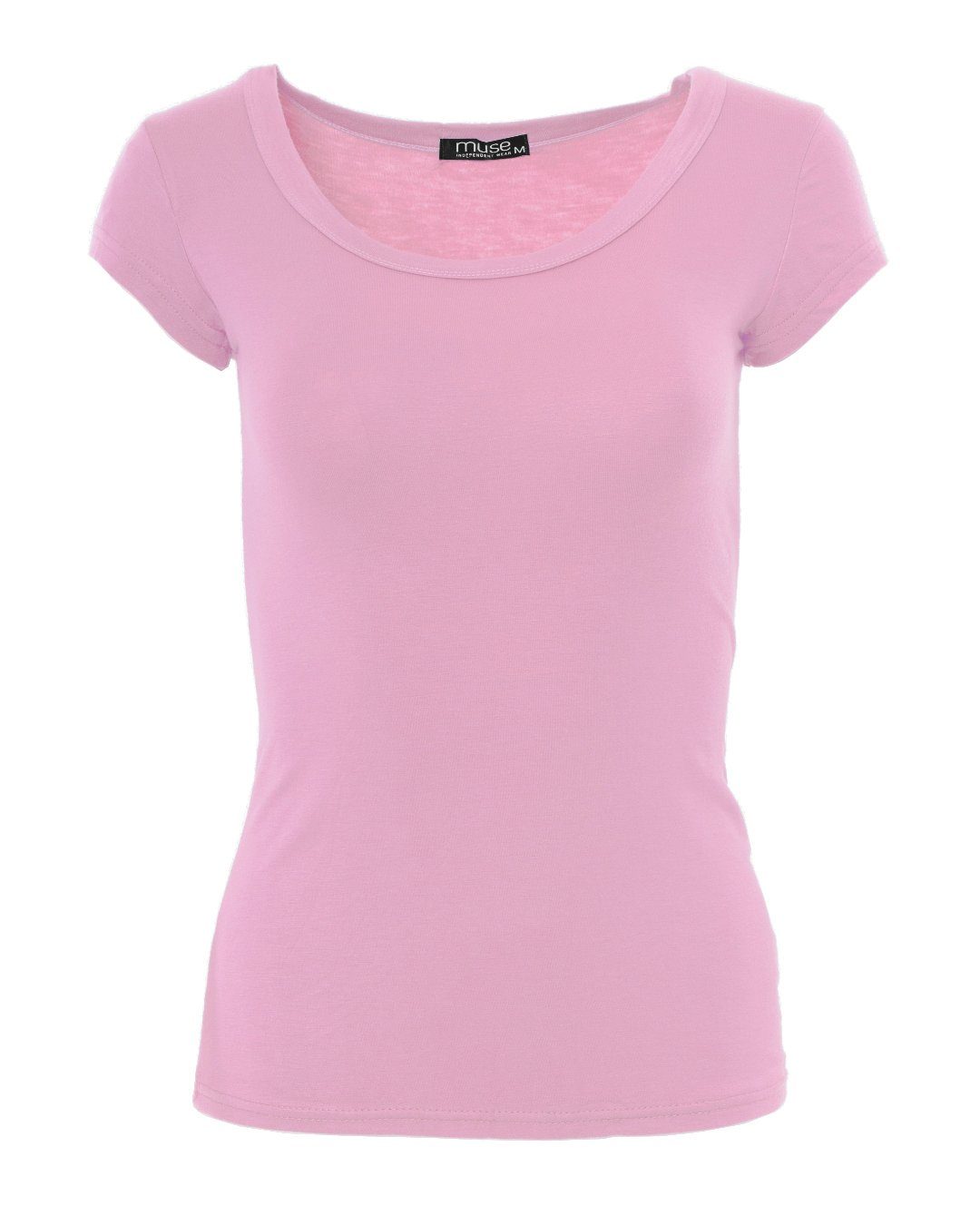 Muse T-Shirt Basic Kurzarm T-Shirt Skinny Fit 1001 rosa