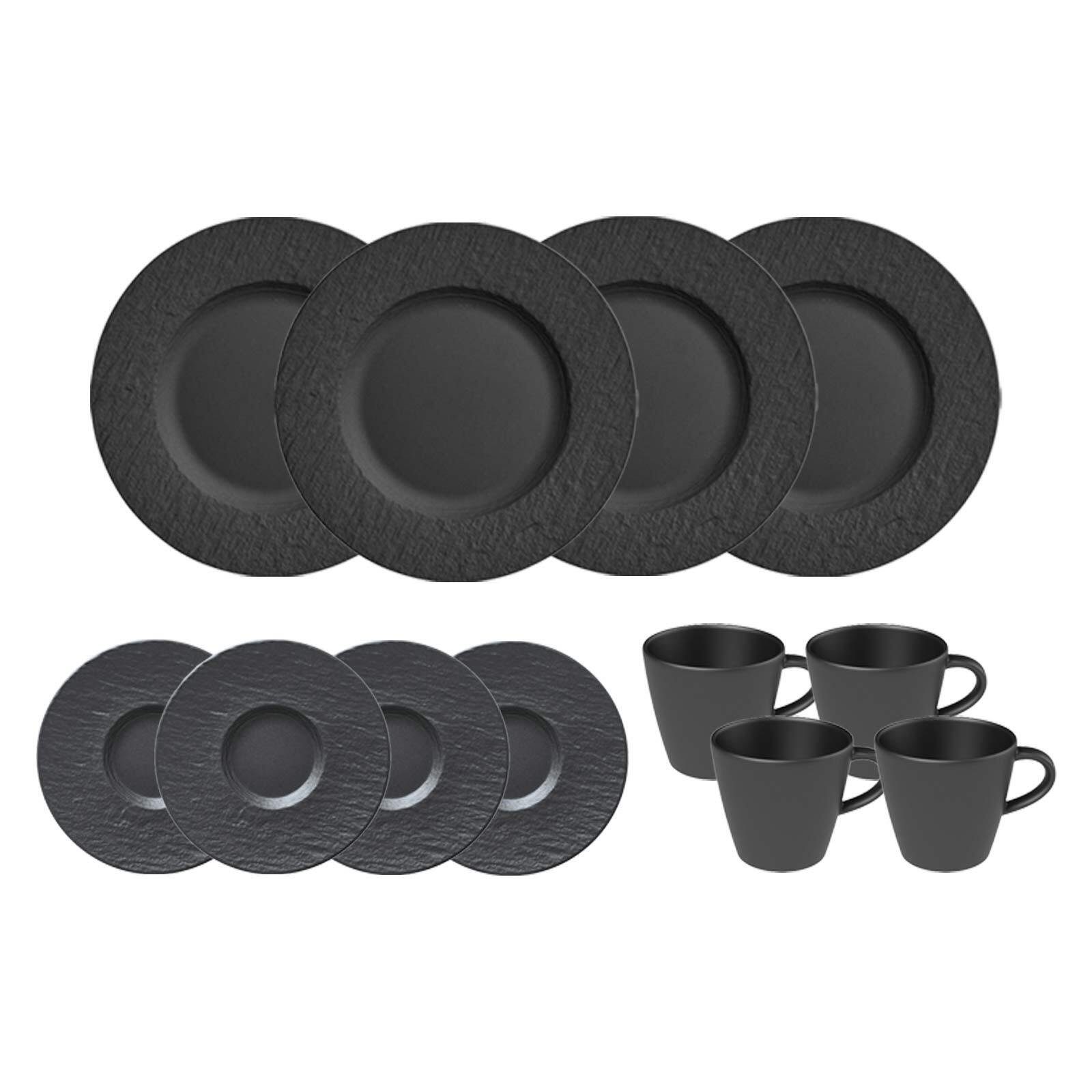 Villeroy & Boch Kaffeeservice Manufacture Rock Kaffeeservice 12er Set (12-tlg), 4 Personen, Porzellan