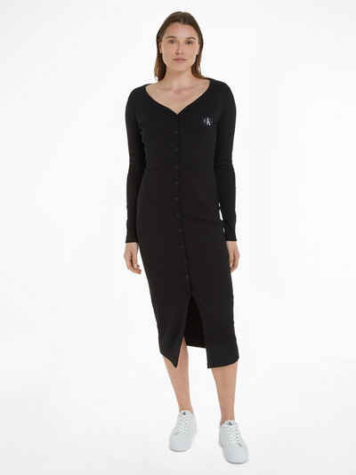 Calvin Klein Jeans Jerseykleid LABEL LONG SLEEVE RIB DRESS