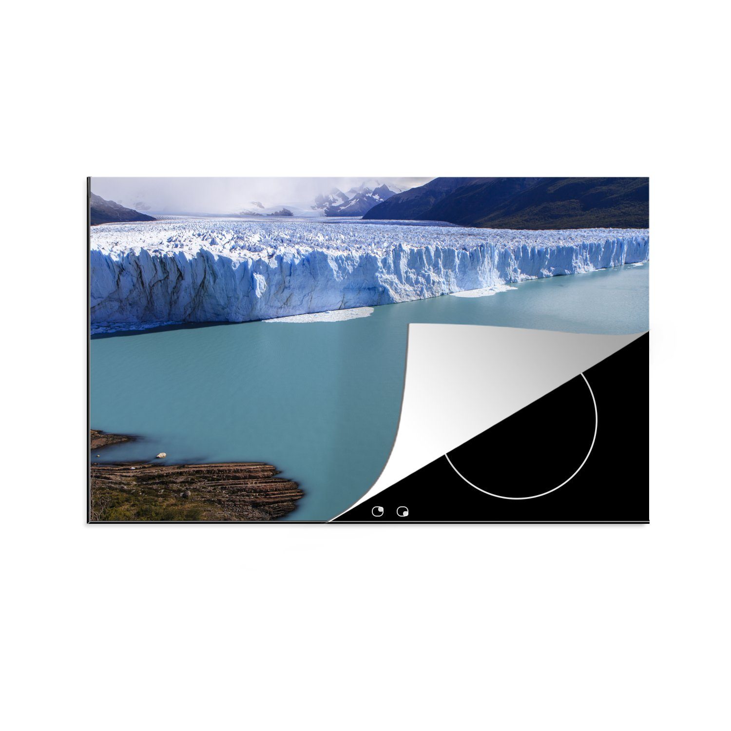 MuchoWow Herdblende-/Abdeckplatte Foto des Perito-Moreno-Gletschers in Argentinien, Vinyl, (1 tlg), 81x52 cm, Induktionskochfeld Schutz für die küche, Ceranfeldabdeckung