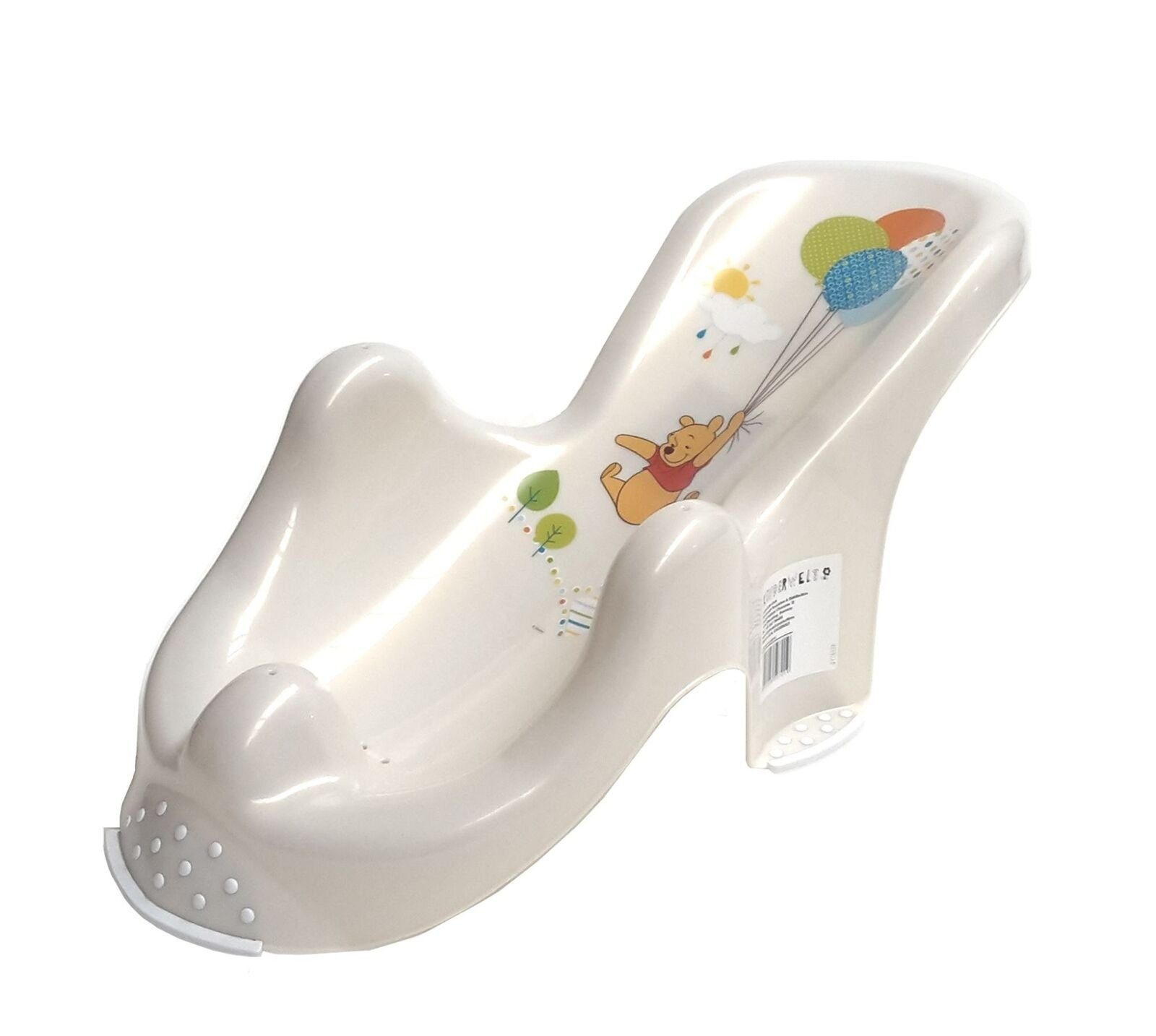 KiNDERWELT Badesitz Anatomischer Babybadesitz Winnie Pooh perlweiß
