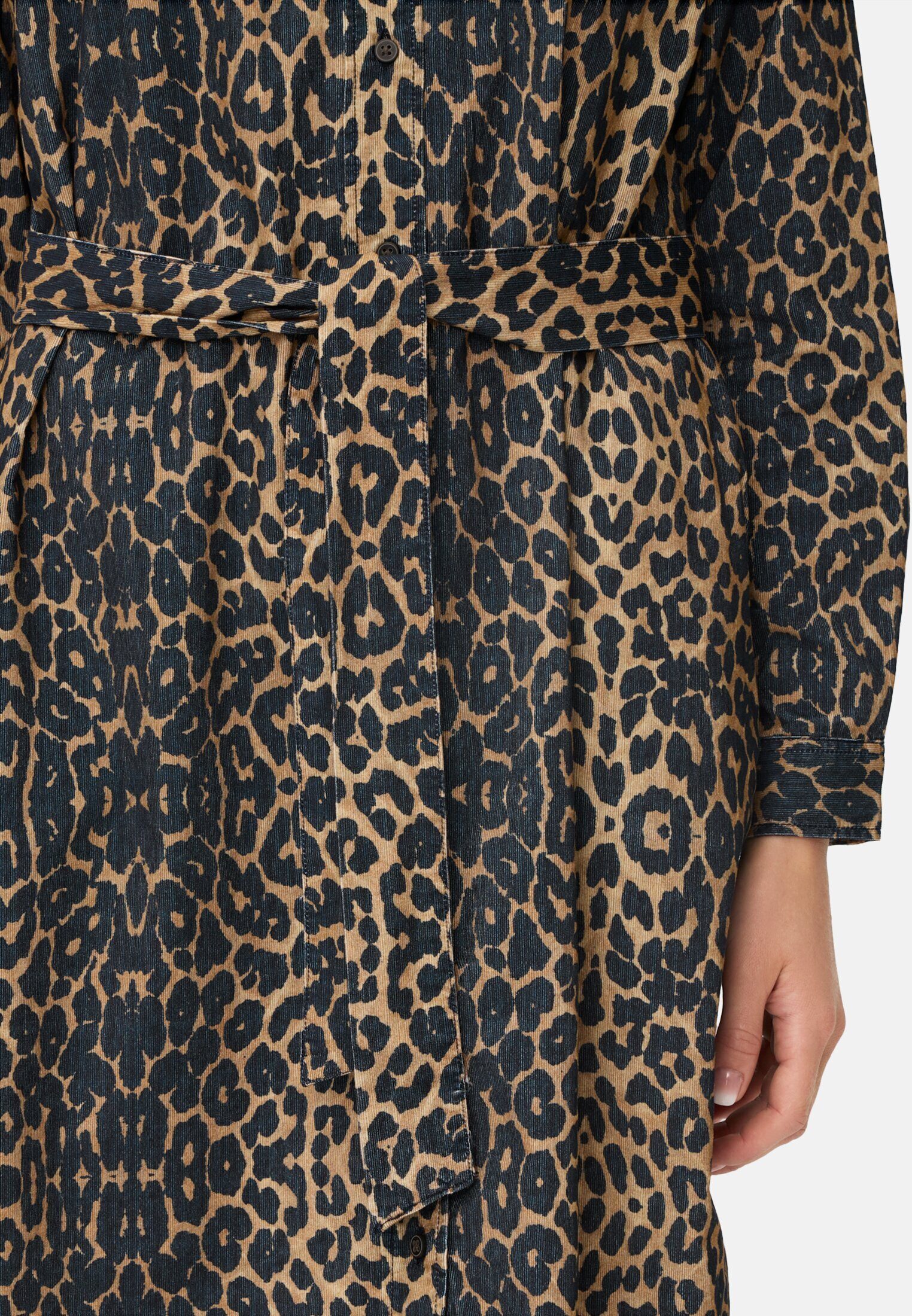 camel active Blusenkleid Baumwollkleid mit Bindegürtel Langarm (1-tlg)