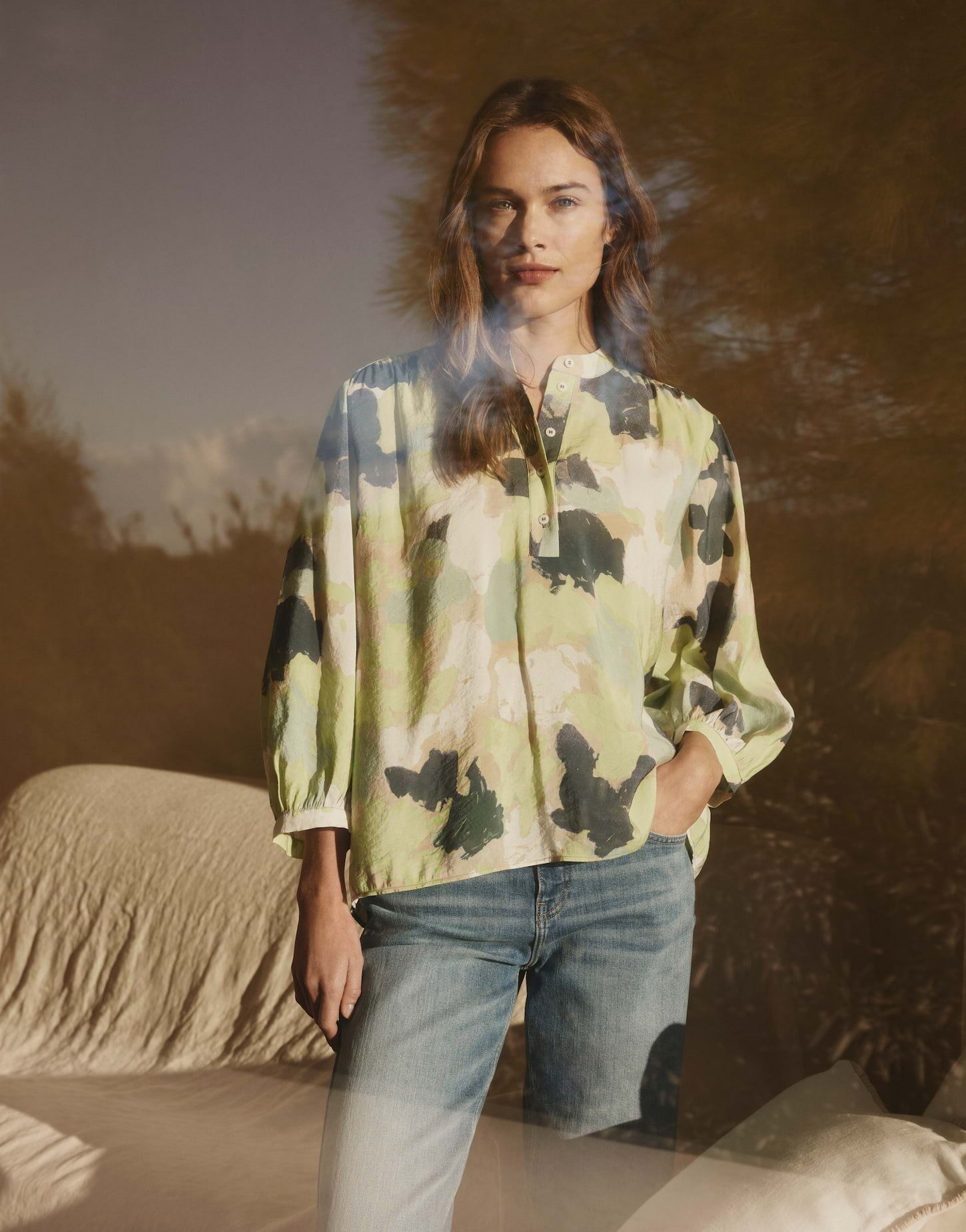 OPUS Langarmbluse Falindo paint