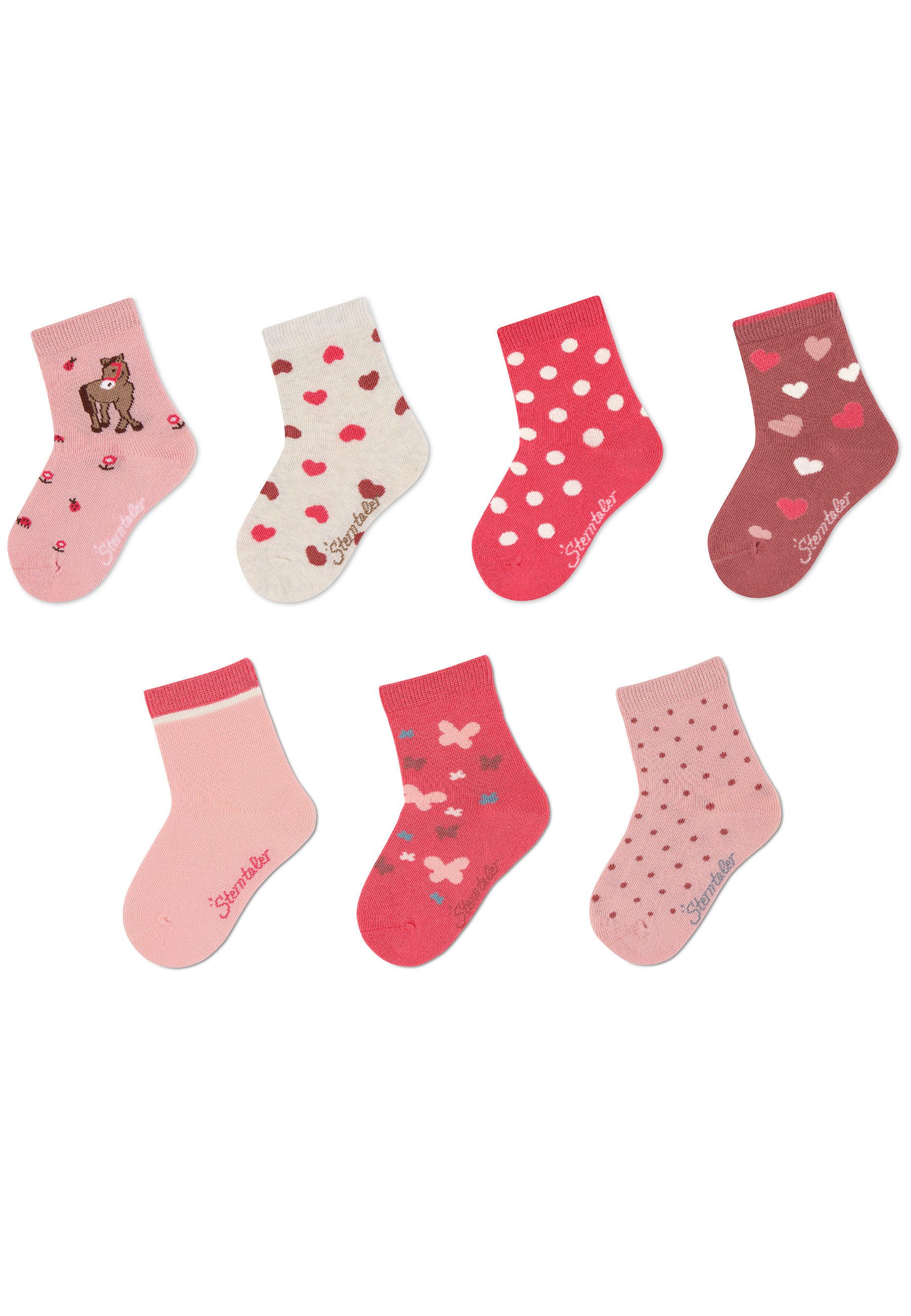 Sterntaler® Feinsöckchen Socken 7er-Box Punkte (7-Paar, 7er-Pack) 7 Paar Mädchensöckchen in Geschenkbox mit süßen Motiven