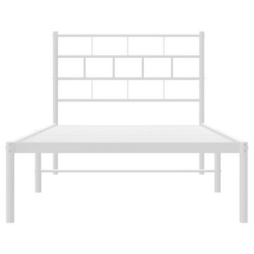 vidaXL Bett Bettgestell mit Kopfteil Metall Weiß 75x190 cm