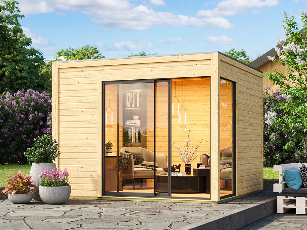 Karibu Gartenhaus KARIBU Gartenhaus 38 mm, BxT: 308x308 cm, Holz-Gartenhaus mit Fußboden, ideal als Gerätehaus & Schuppen