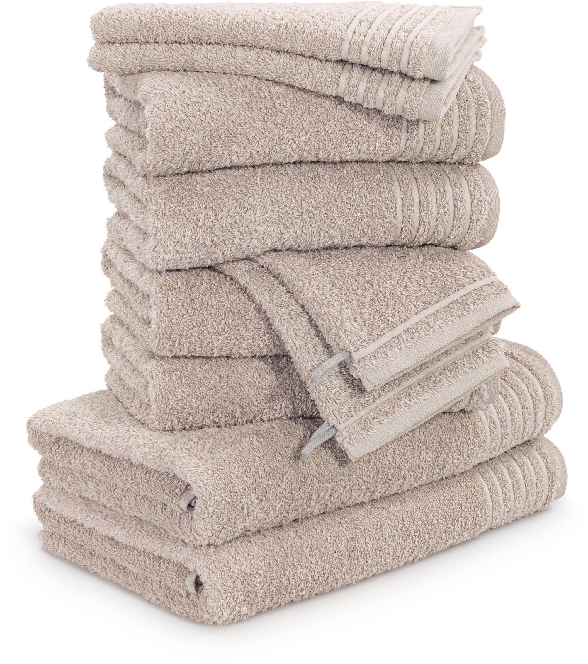 Möve Handtuch Set New Classic, Walkfrottier (10-St), Waschhandschuhen, Gäste-, Hand- und Duschtüchern, 100% Baumwolle