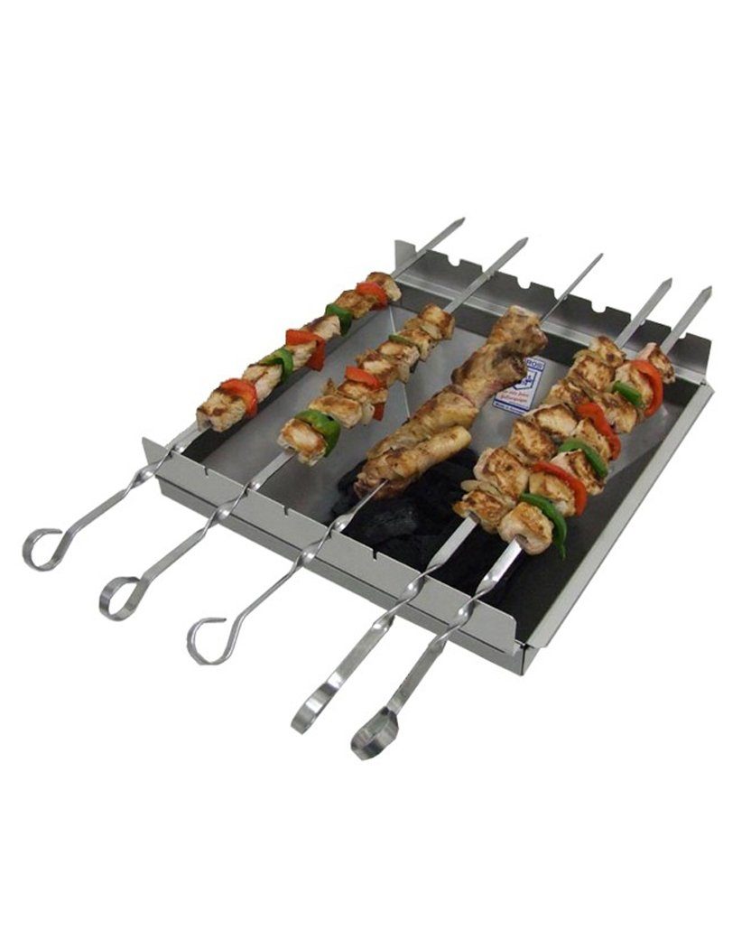 Thüros Schaschlikspieße Thüros Schaschlik Spießaufsatz mit 6 Spießen für T1, Tischgrill, Minicater (Grillfläche 30x30 cm)