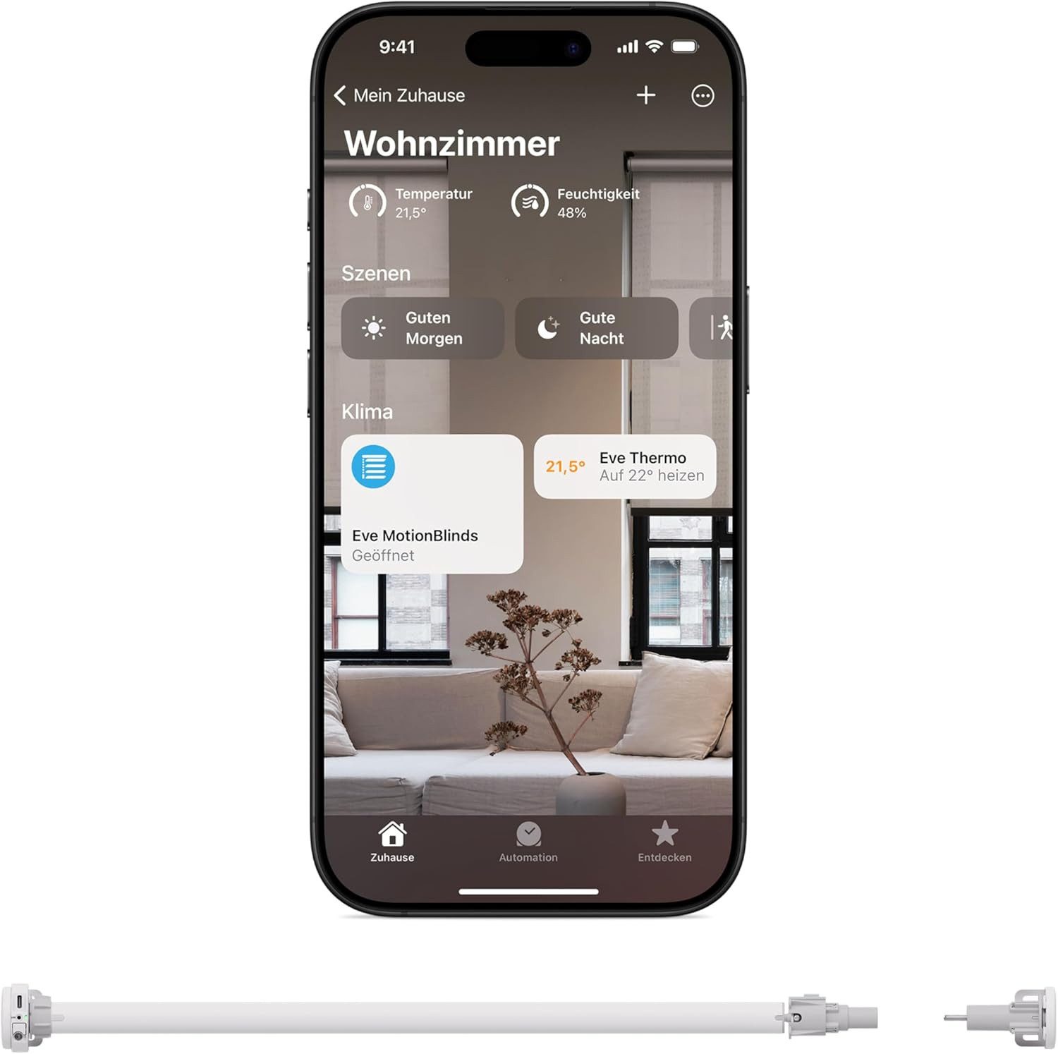 EVE MotionBlinds Upgrade Kit für Rollos (Matter) Smart-Home-Zubehör, Funkverbindung: Bluetooth Low Energy, Thread