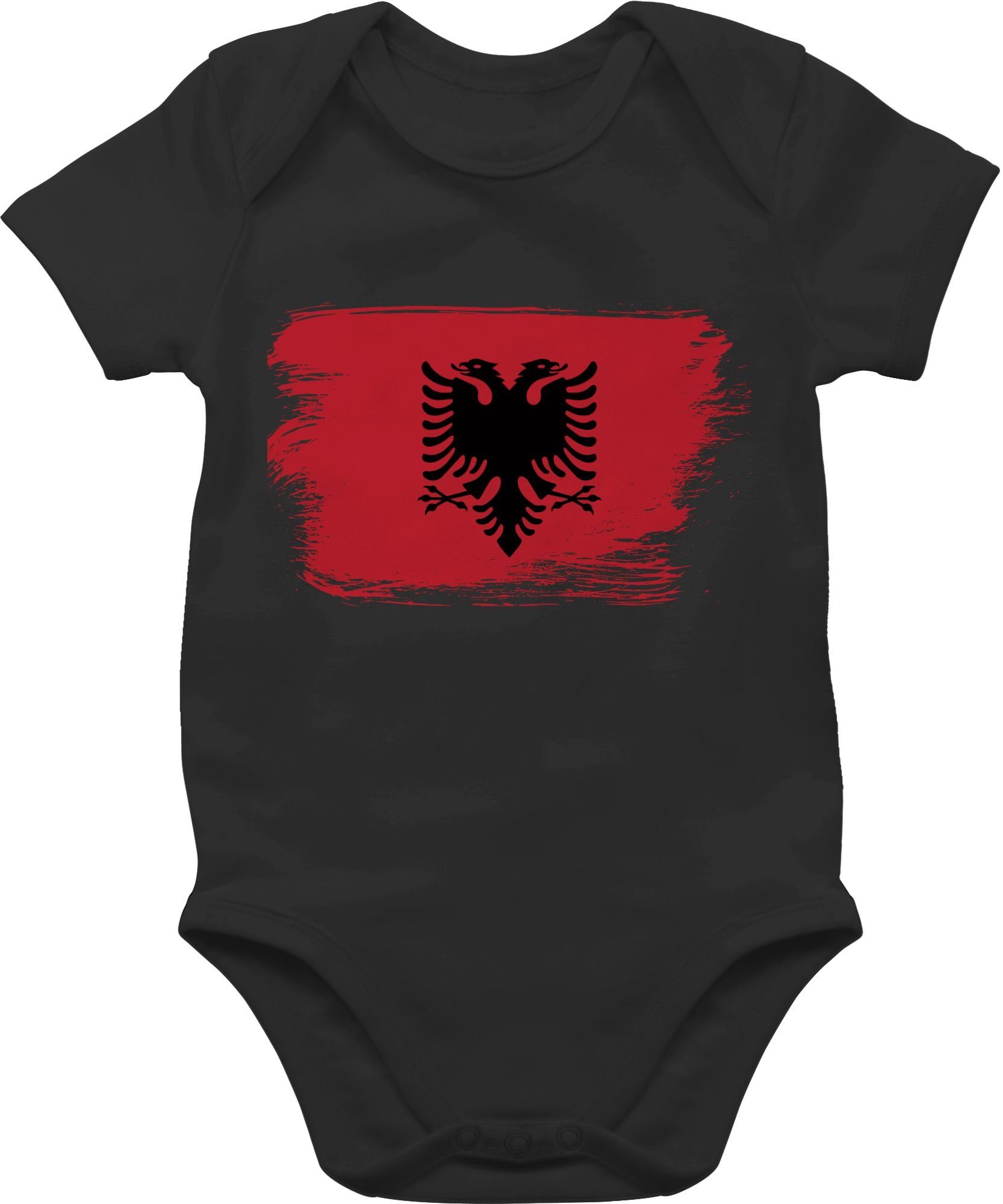 Länder Wappen 1 Flagge Shirtracer Baby Albanien Schwarz Shirtbody Vintage
