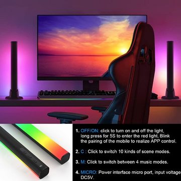 XDOVET LED Stripe 2 Stück LED Lightbar,Bluetooth LED Streifen RGB TV, Hintergrundbeleuchtung,Lampe Ambient Smart Sync mit Musik und APP