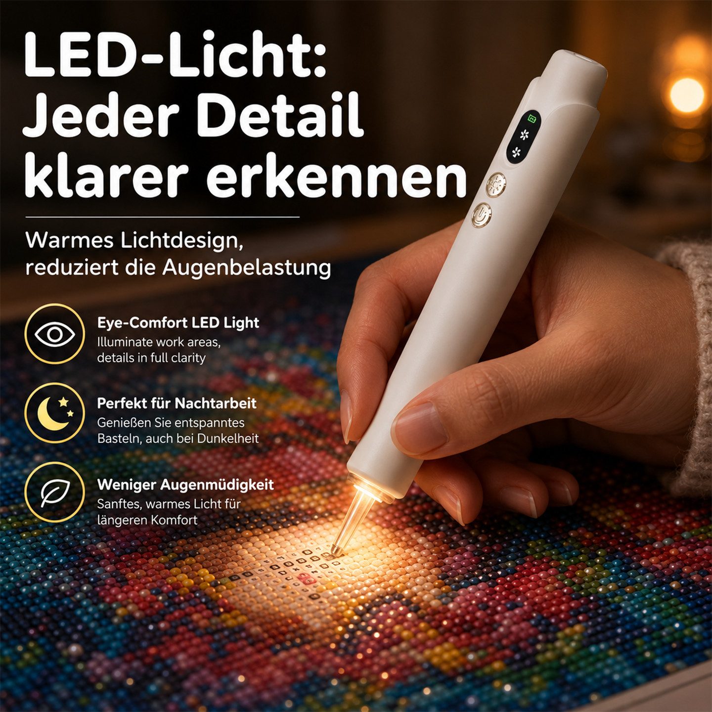 marmortrend Sehnsucht nach Einzigartigkeit Druckbleistift Elektrischer Diamond Painting Stift mit Beleuchtung, ein Tipp für alle, (keine Notwendigkeit für Trink – Bild 5 von 5