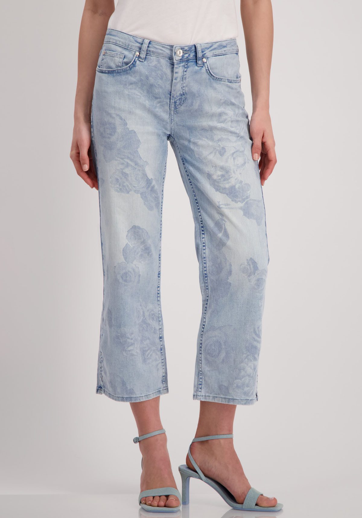 Monari Straight-Jeans mit Rosenmuster