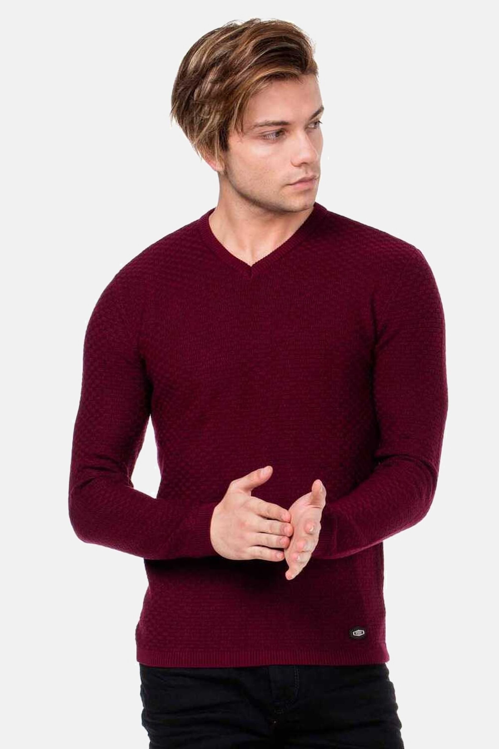 Cipo & Baxx V-Ausschnitt-Pullover Pullover (1-tlg) mit Karomuster, CP-169 günstig online kaufen