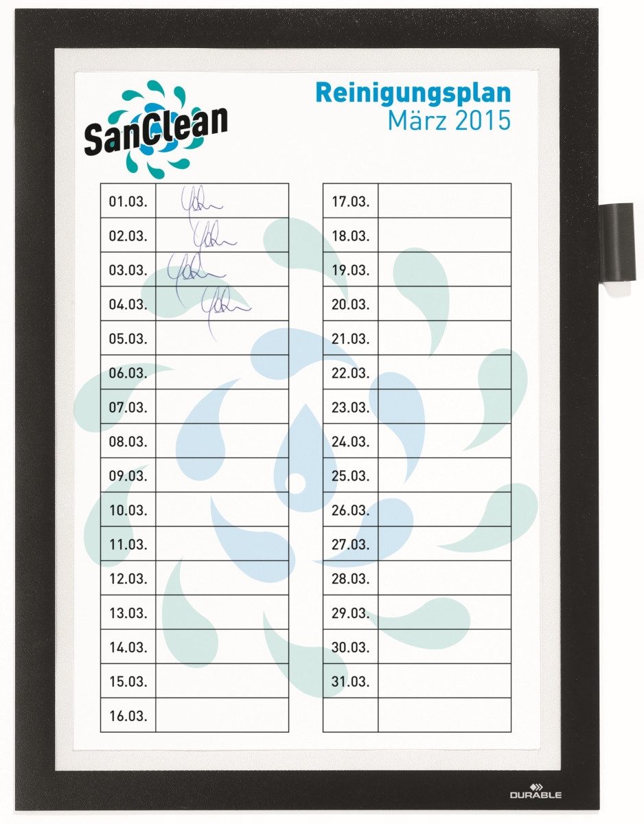 DURABLE Fächermappe Magnetschildrahmen Duraframe Note A4 selbstklebend schwarz (10 Stück)