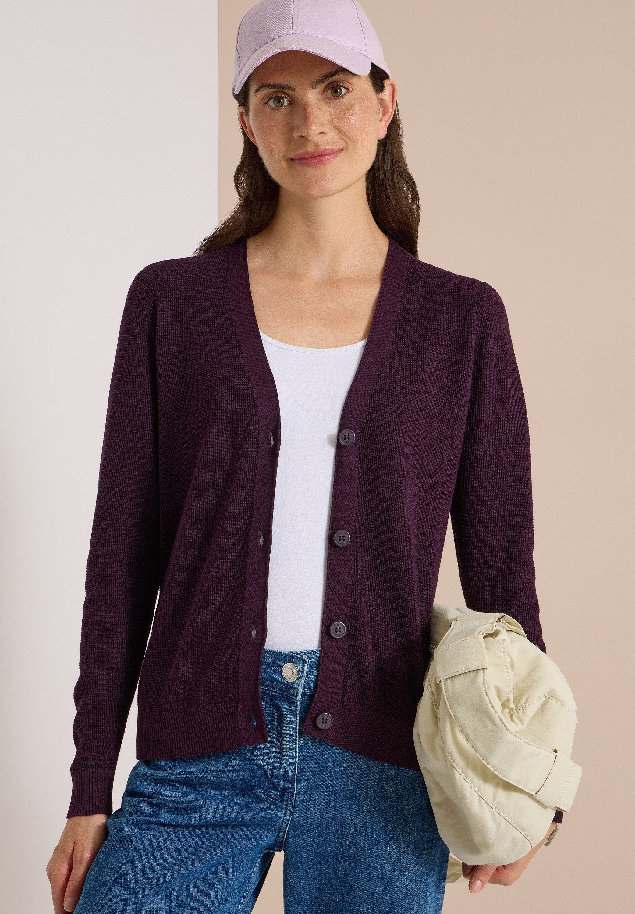CECIL Strickjacke mit Struktur in Waffeloptik