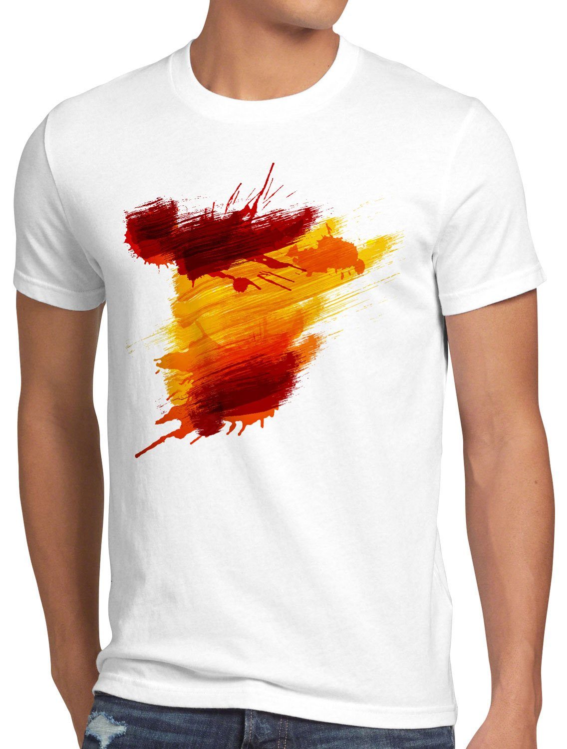 EM Herren WM style3 Print-Shirt T-Shirt weiß Fahne Sport Spain Flagge Fußball Spanien