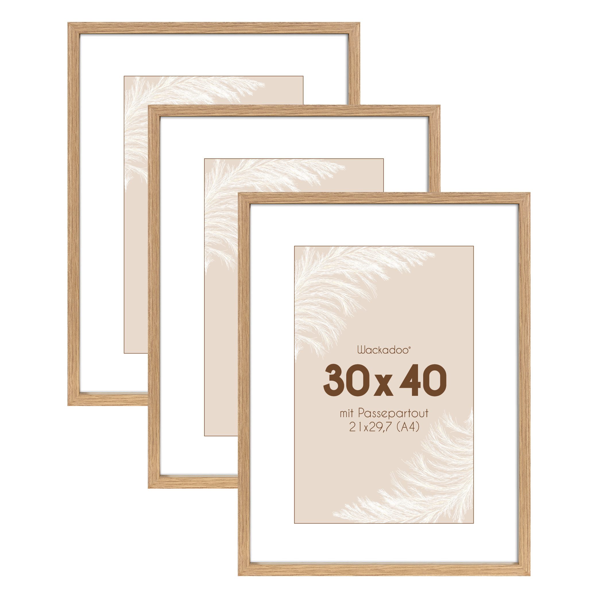 Wackadoo Living Bilderrahmen Serie Nordic MDF Holz mit Glasscheibe und Pass günstig online kaufen