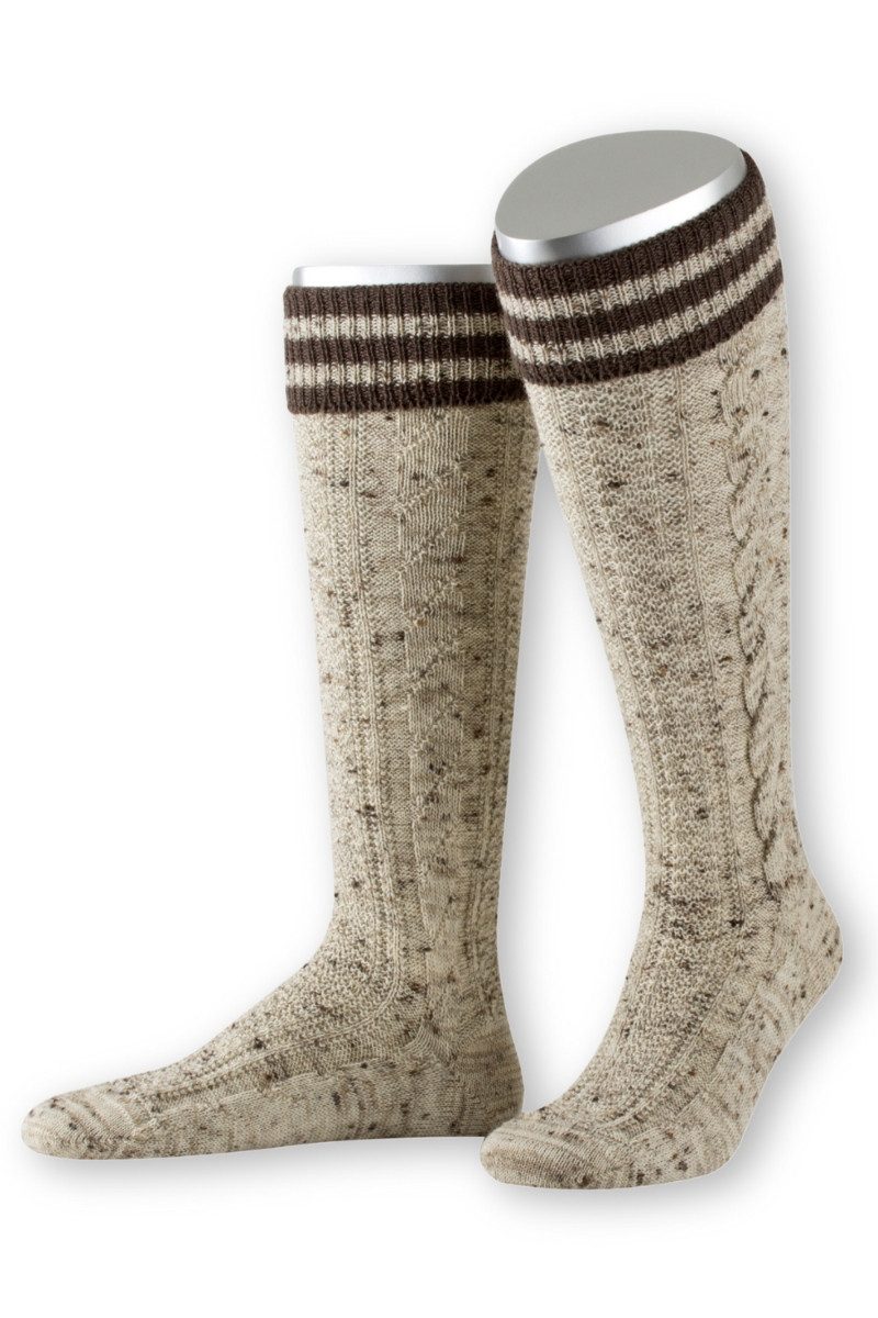 Lusana Trachtensocken Trachten Kniestrümpfe - L8995RT - braun