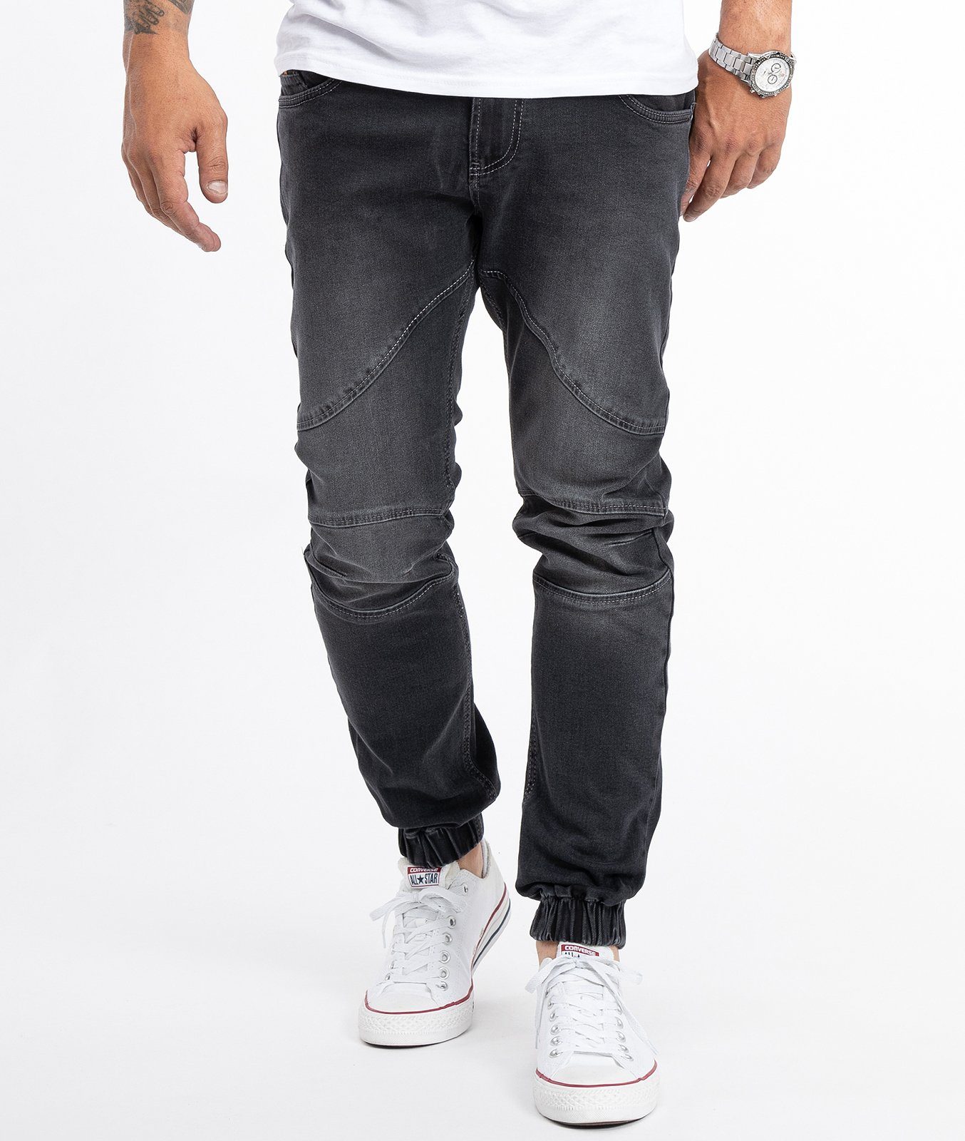 Rock Creek Tapered-fit-Jeans RC-2188 Jogger-Style Jeans Dunkelgrau Herren