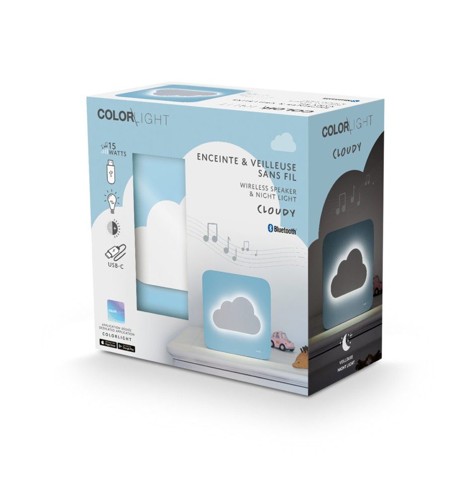 BigBen portabler Lautsprecher COLORLIGHT Cloudy Wolke LED blau AU385120 Portable-Lautsprecher