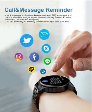 Lige Smartwatch (iOS - Android), Herren Mit Telefonfunktion Blutdruck Schlaf Tracker Smart Watch Rund