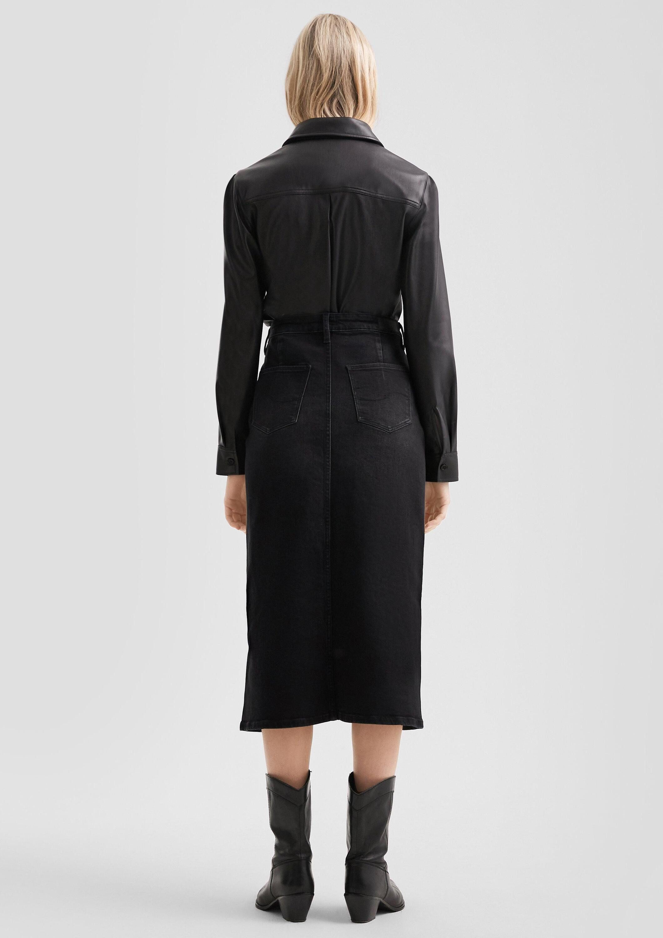 QS Langarmbluse Bluse Bluse in Lederoptik