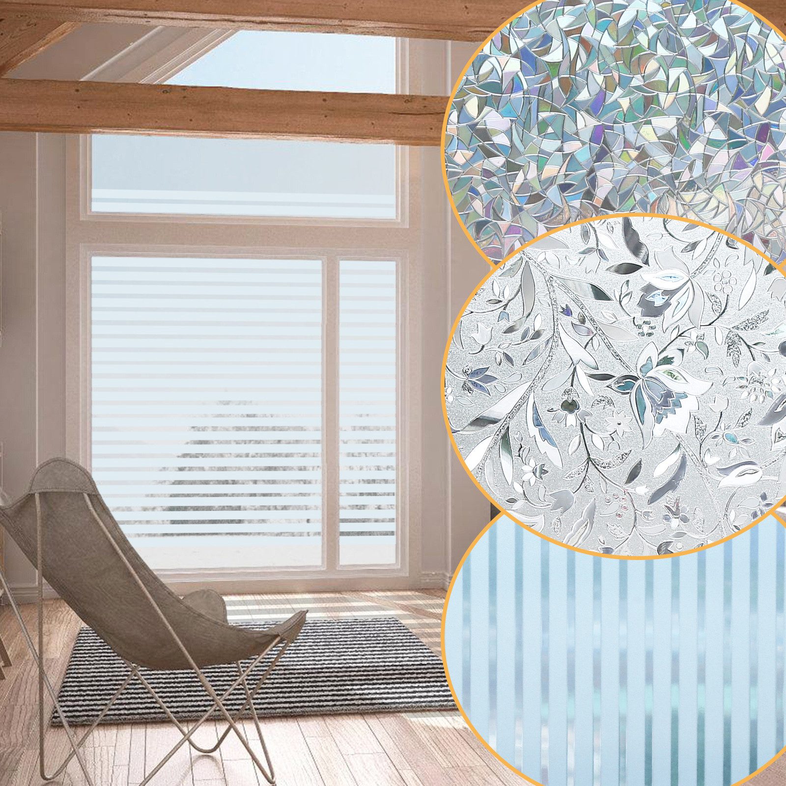 Clanmacy Fensterfolie 2X Blickdicht Selbsthaftend, Sichtschutzfolie Fenster günstig online kaufen