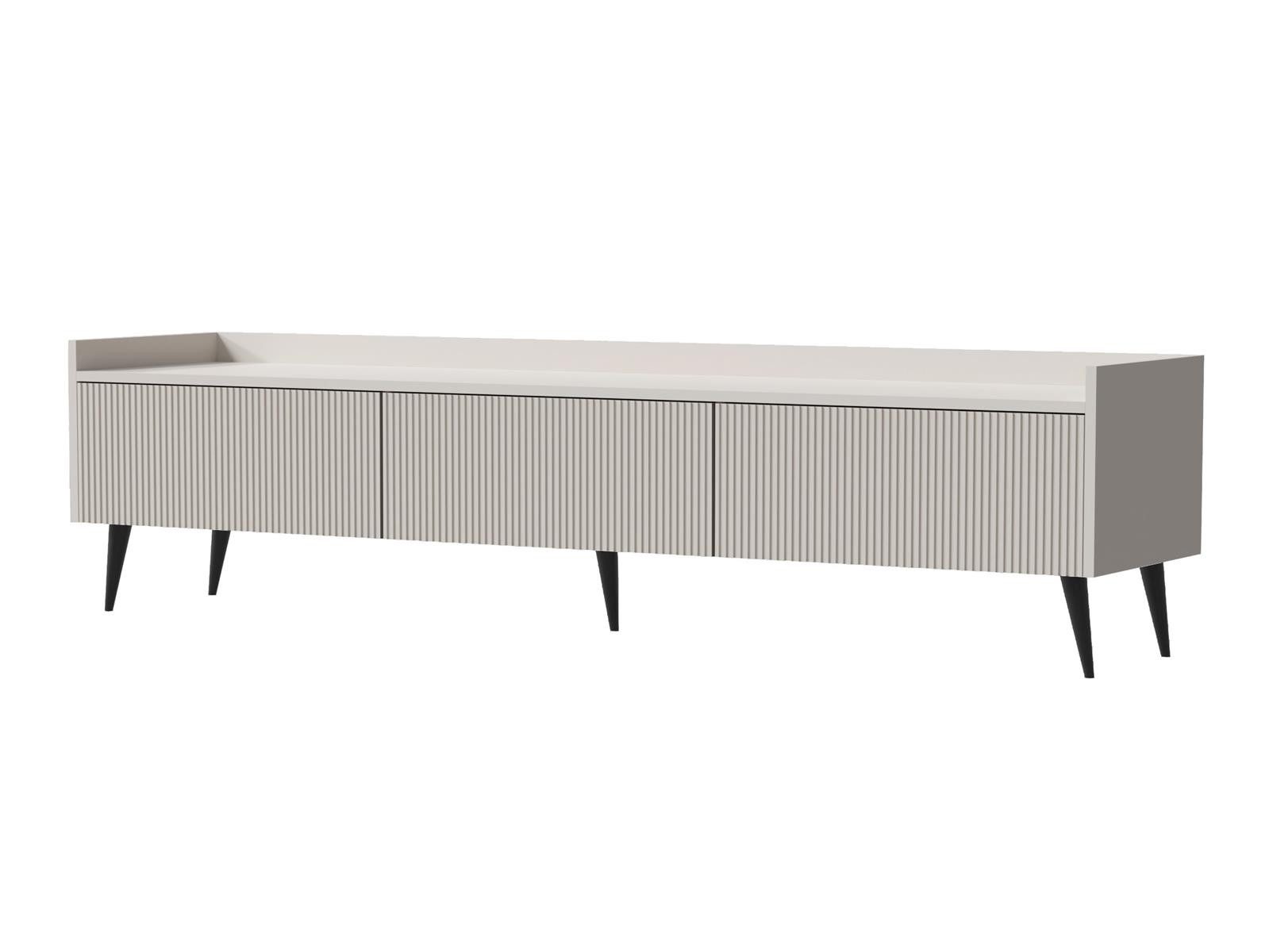 Compleo TV-Schrank dreitürig, Japandi design, Lamellenoptik MODE 180 cm breit