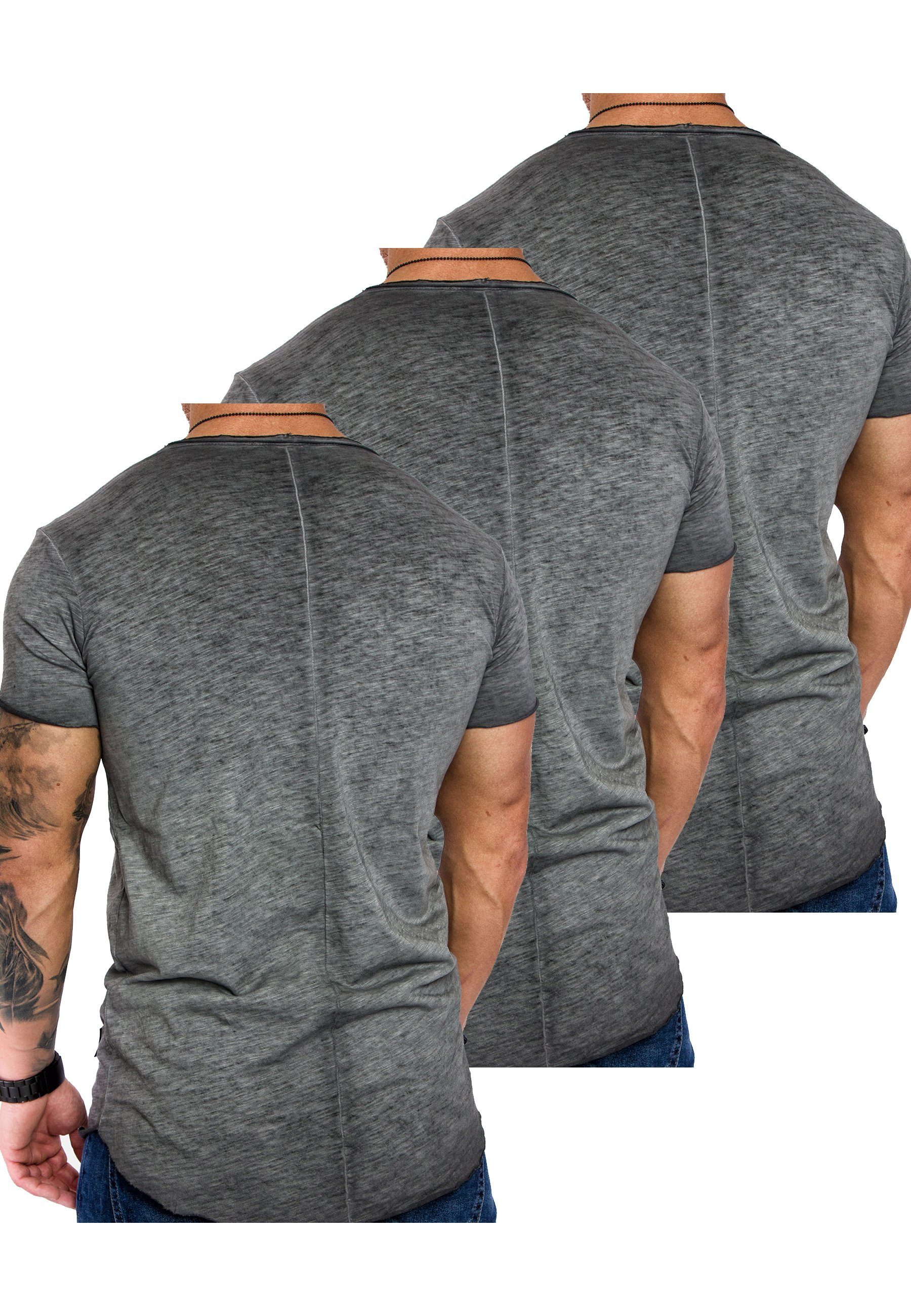 Amaci&Sons T-Shirt 3. NYC Herren 3er-Pack T-Shirts (3er-Pack) Herren Basic Oversize T-Shirt mit V-Ausschnitt