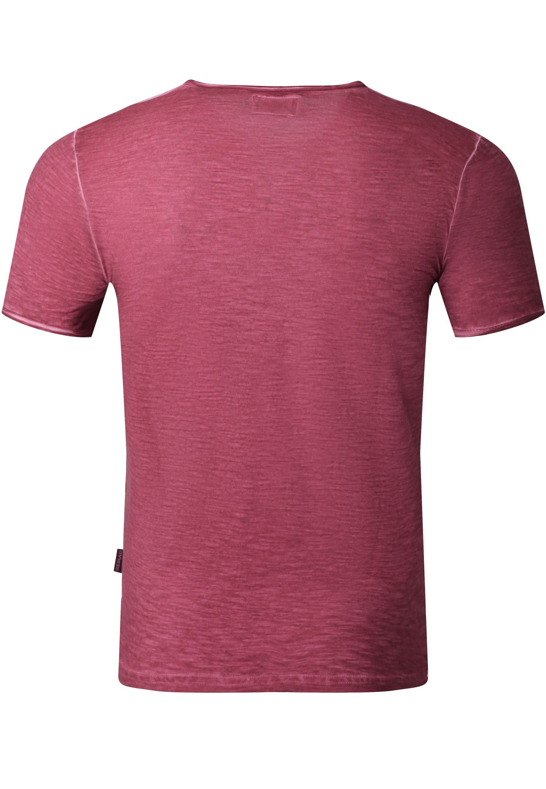 Reslad T-Shirt Reslad Vintage Männer (1-tlg) Rundhalsausschnitt Männer verwaschen Optik Shirt Rundhals bordeaux Herren Shirt Style Vintage T-Shirt