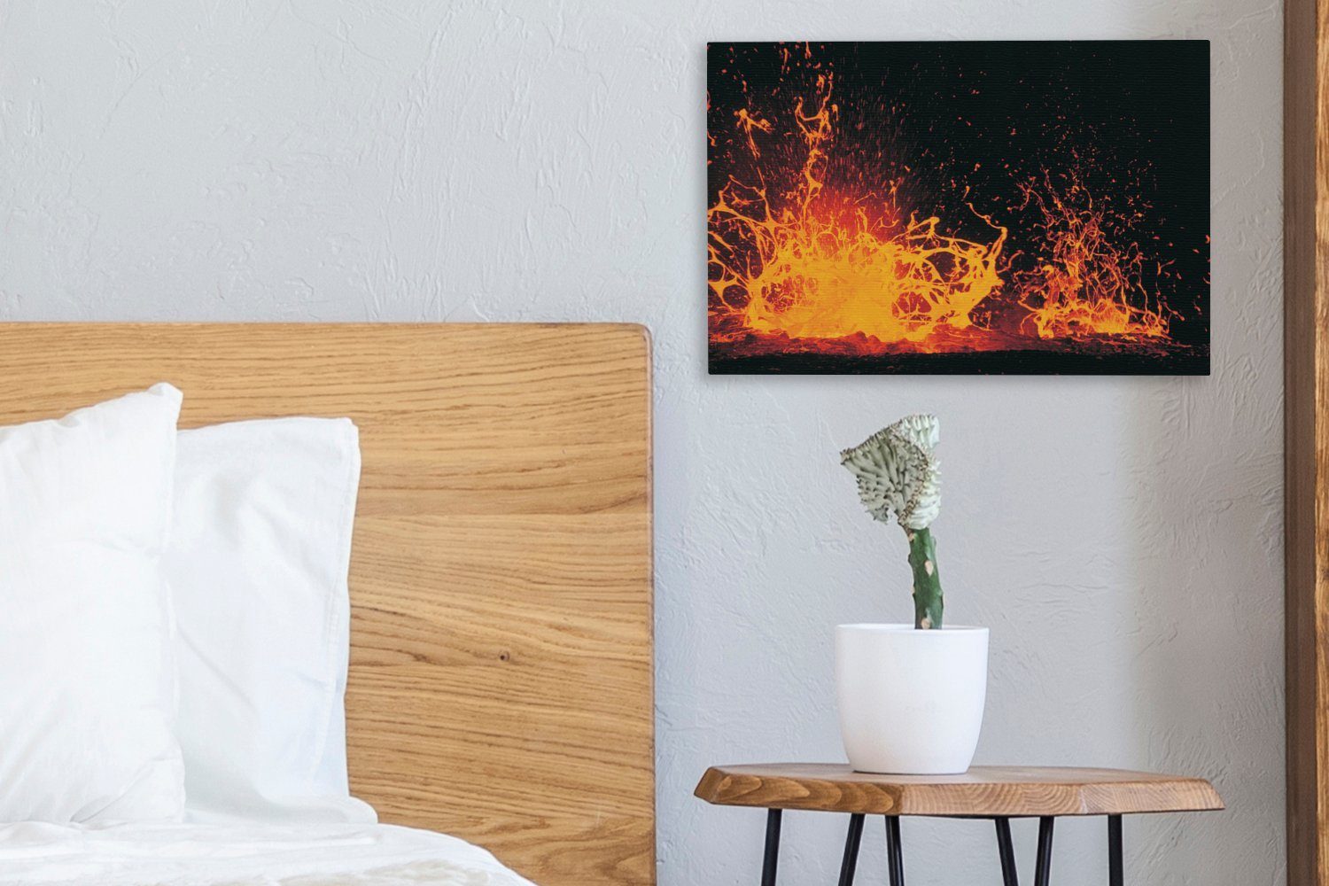 OneMillionCanvasses® Leinwandbild nach cm Wanddeko, St), 30x20 Vulkanausbruch, (1 Leinwandbilder, Wandbild Aufhängefertig, Lavakunst