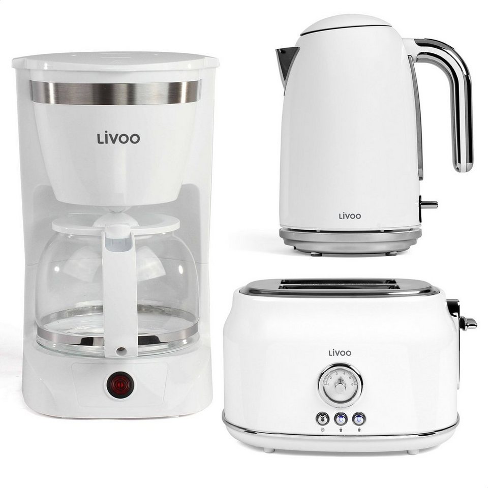 bmf-versand Filterkaffeemaschine Toaster Wasserkocher Kaffeemaschine Set kabellos Frühstücks-Set weiß online kaufen | OTTO