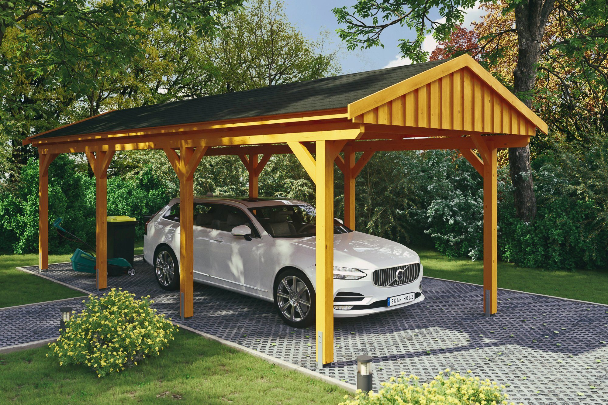 cm, BxT: Einzelcarport Fichtelberg, Schindeln Einfahrtshöhe, mit 317x808 Skanholz cm schwarzen 273